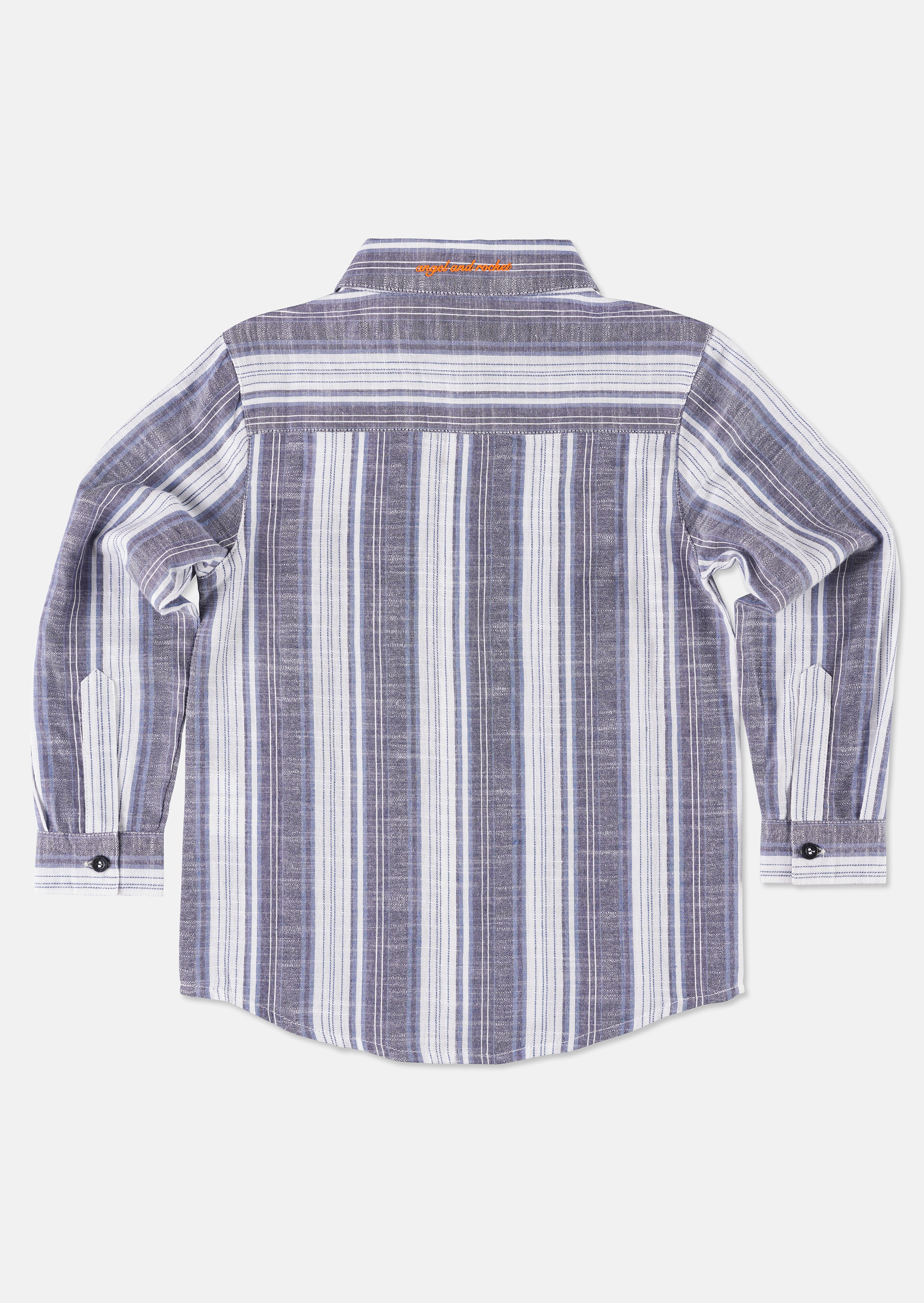 Boys Cotton Blue Striped Full Sleeves Shirt