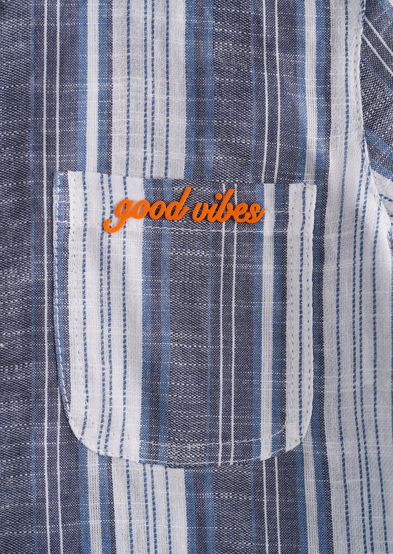 Boys Cotton Blue Striped Full Sleeve Shirt