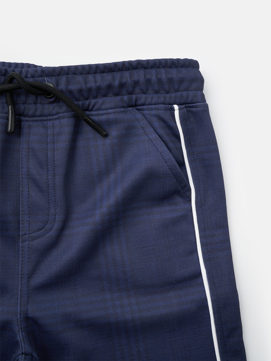 Boys Solid Navy Piped Track Pants