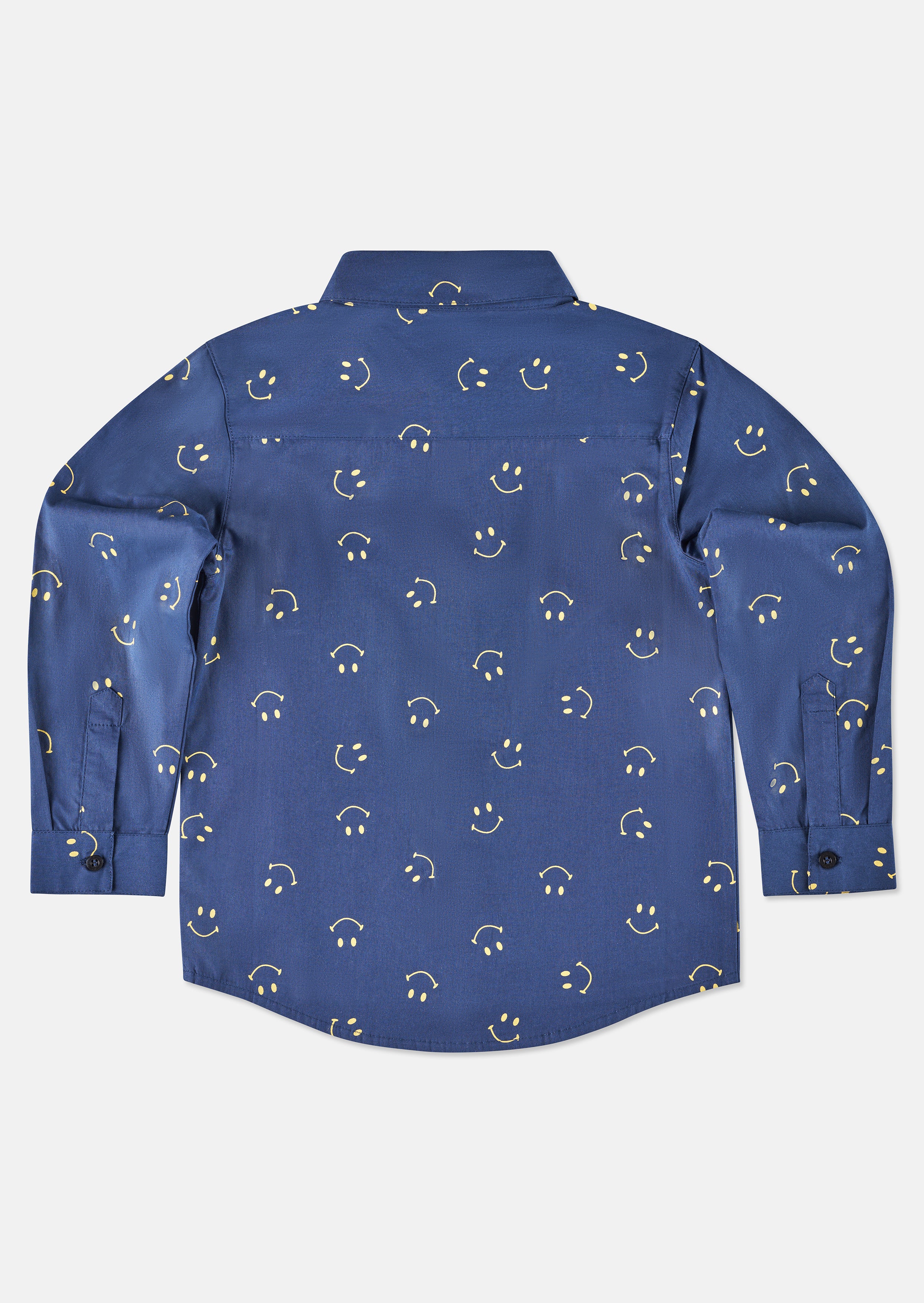 Boys Smile Printed Full Sleeves Blue Shirt