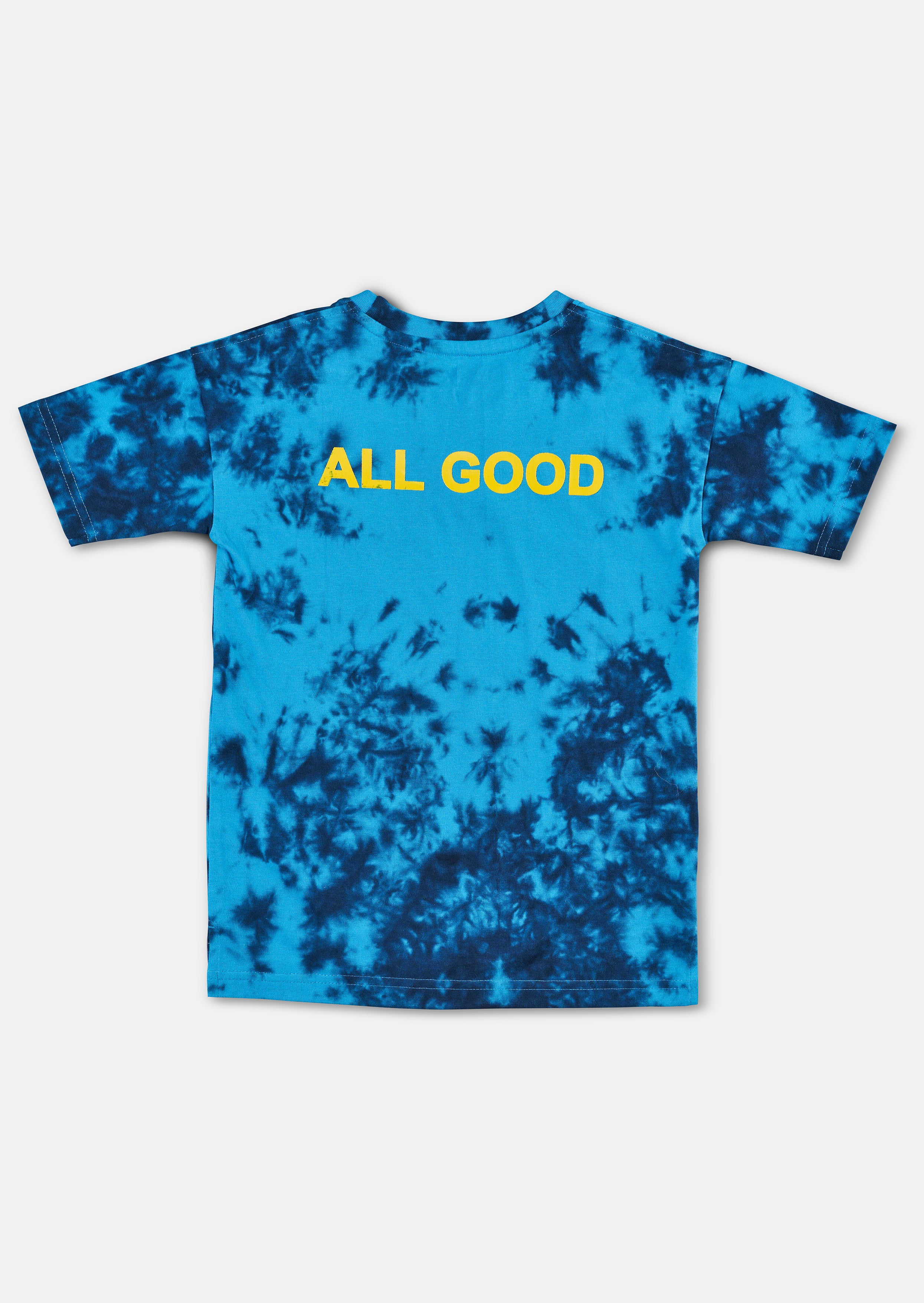 Boys Tie Dye Printed Cotton Blue T-Shirt