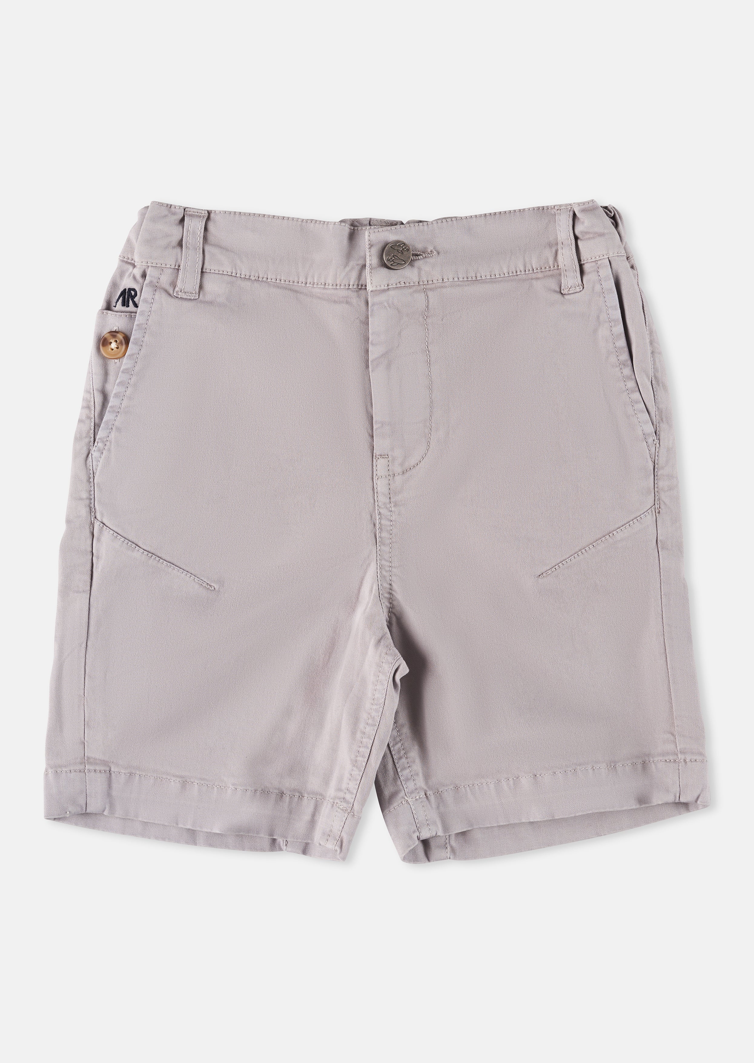 Boys Solid Cotton Grey Shorts