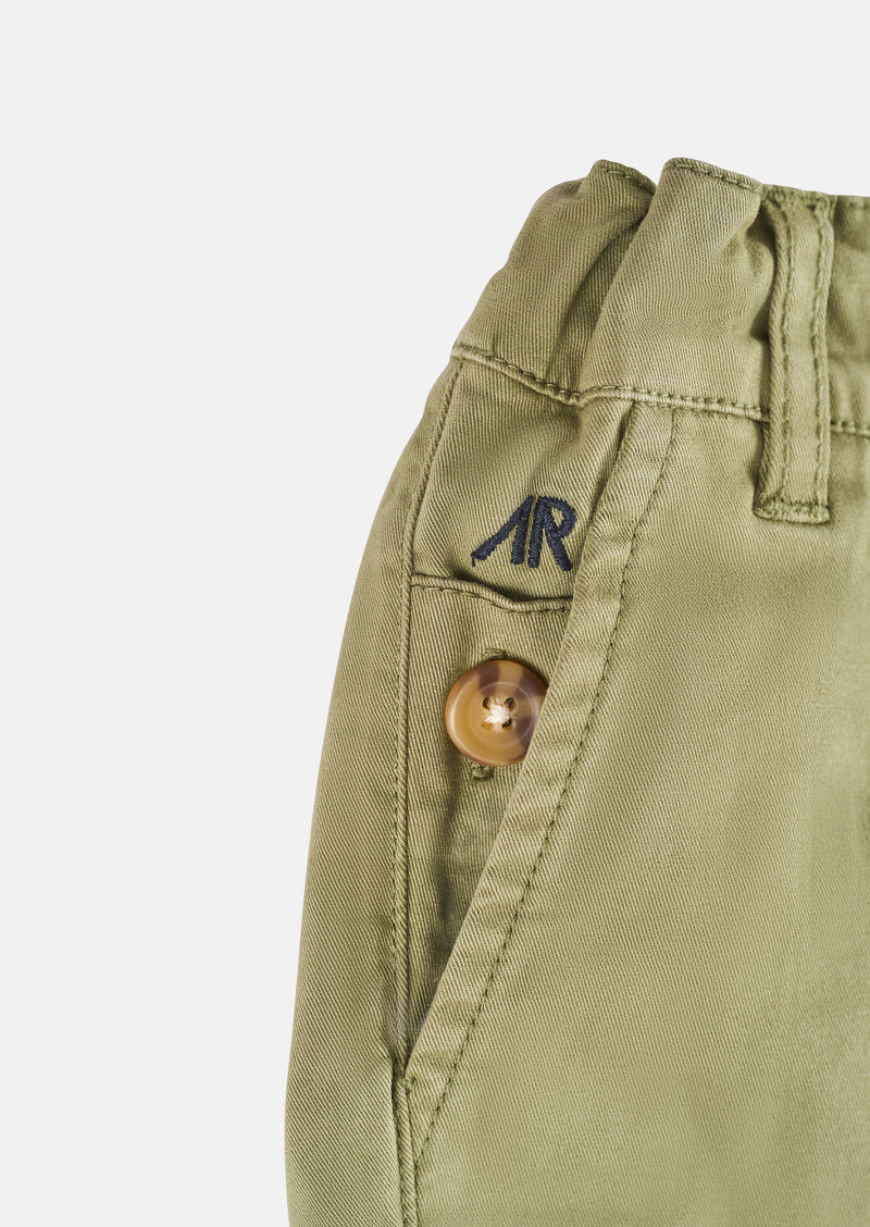Boys Solid Green Cotton Shorts