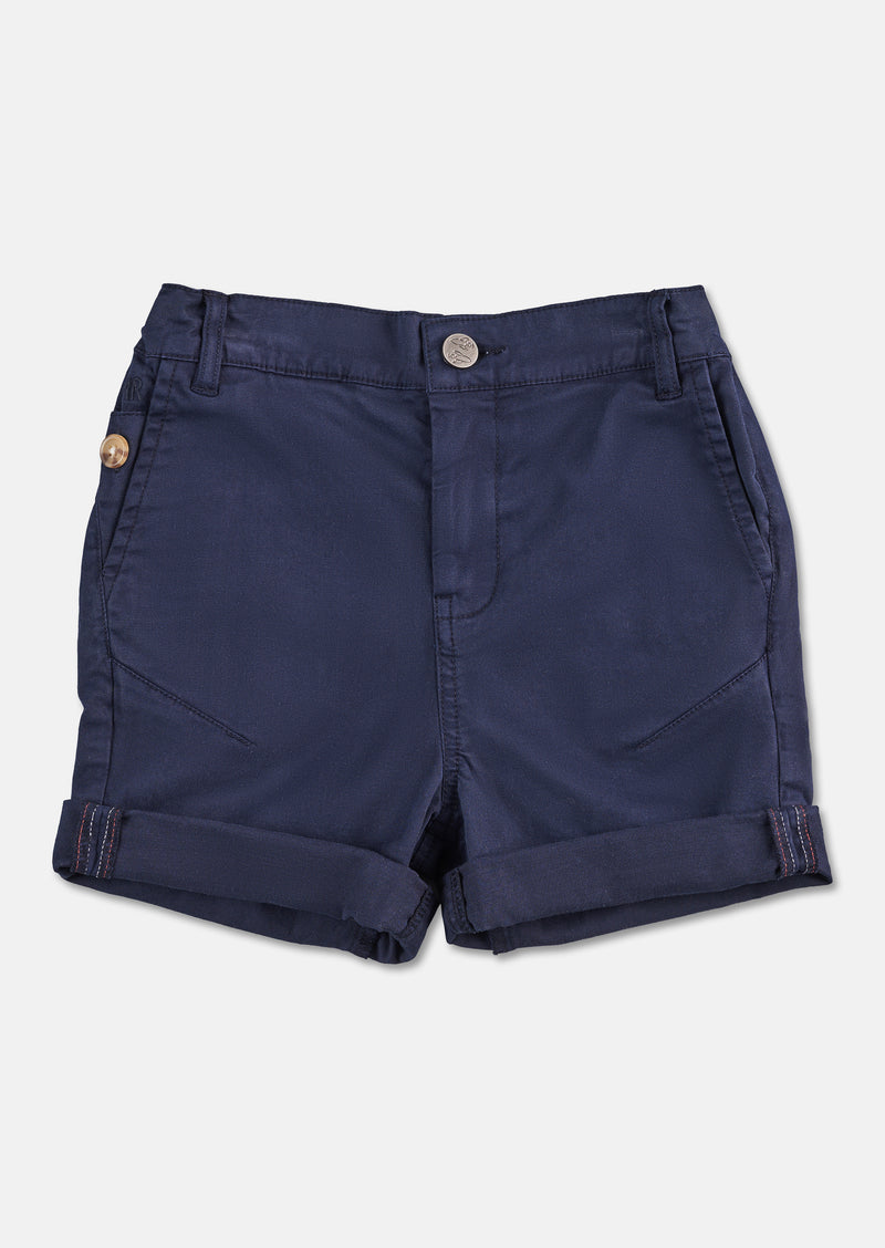 Boys Solid Navy Cotton Shorts