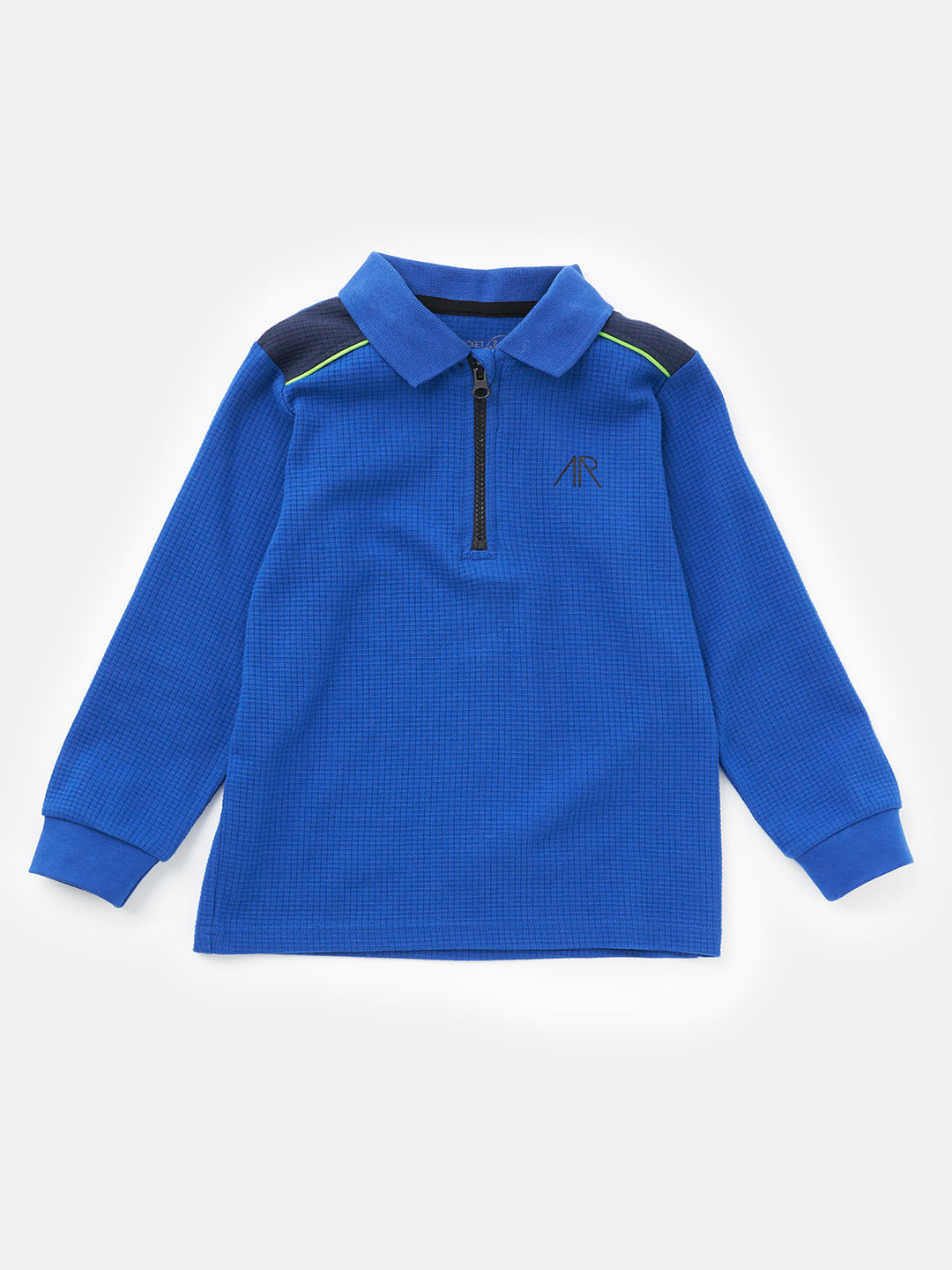 Boys Polo Collar Cotton Blue Full Sleeves Smart T-Shirt