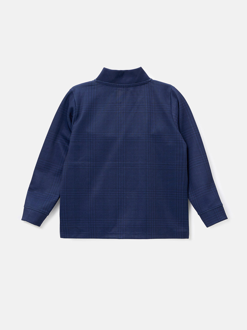 Boys Solid Navy Full Sleeves Sweat Jacket