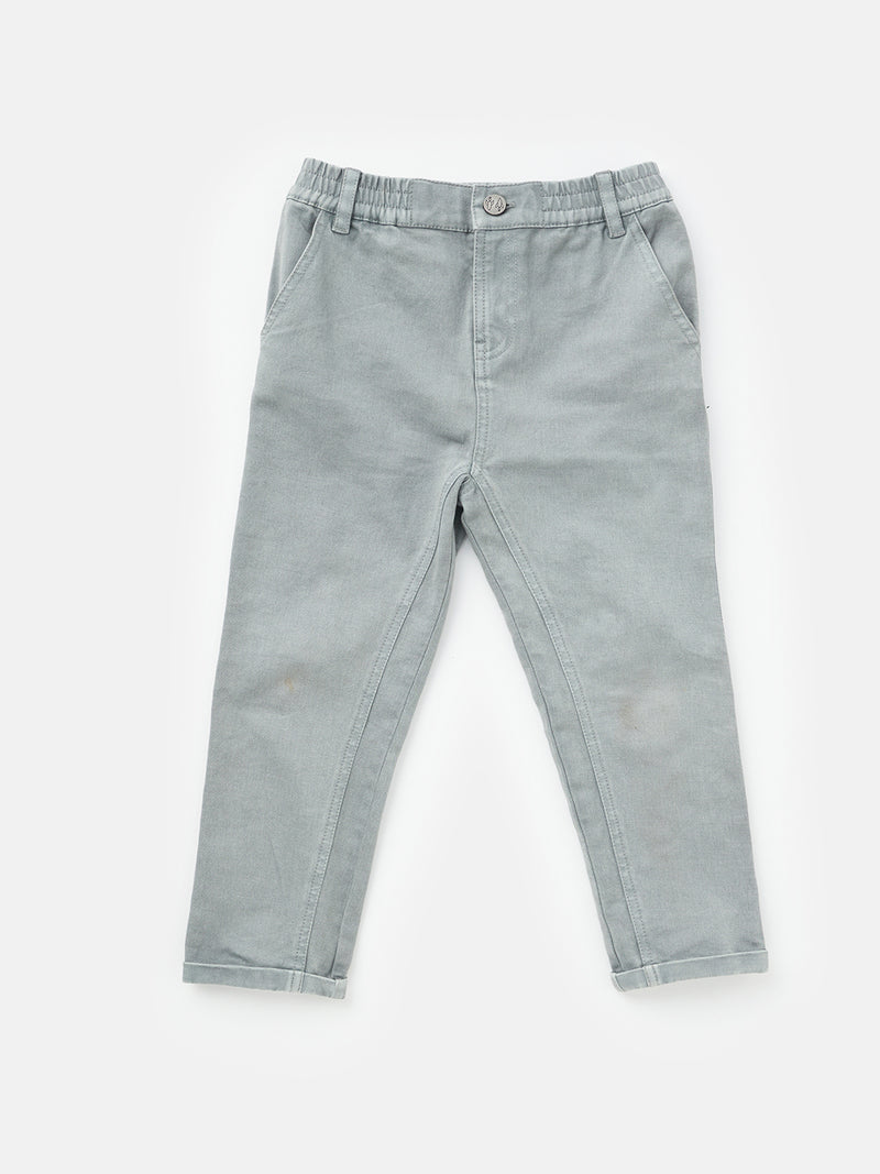 Boys Grey Elasticated Waist Smart Chino Pants