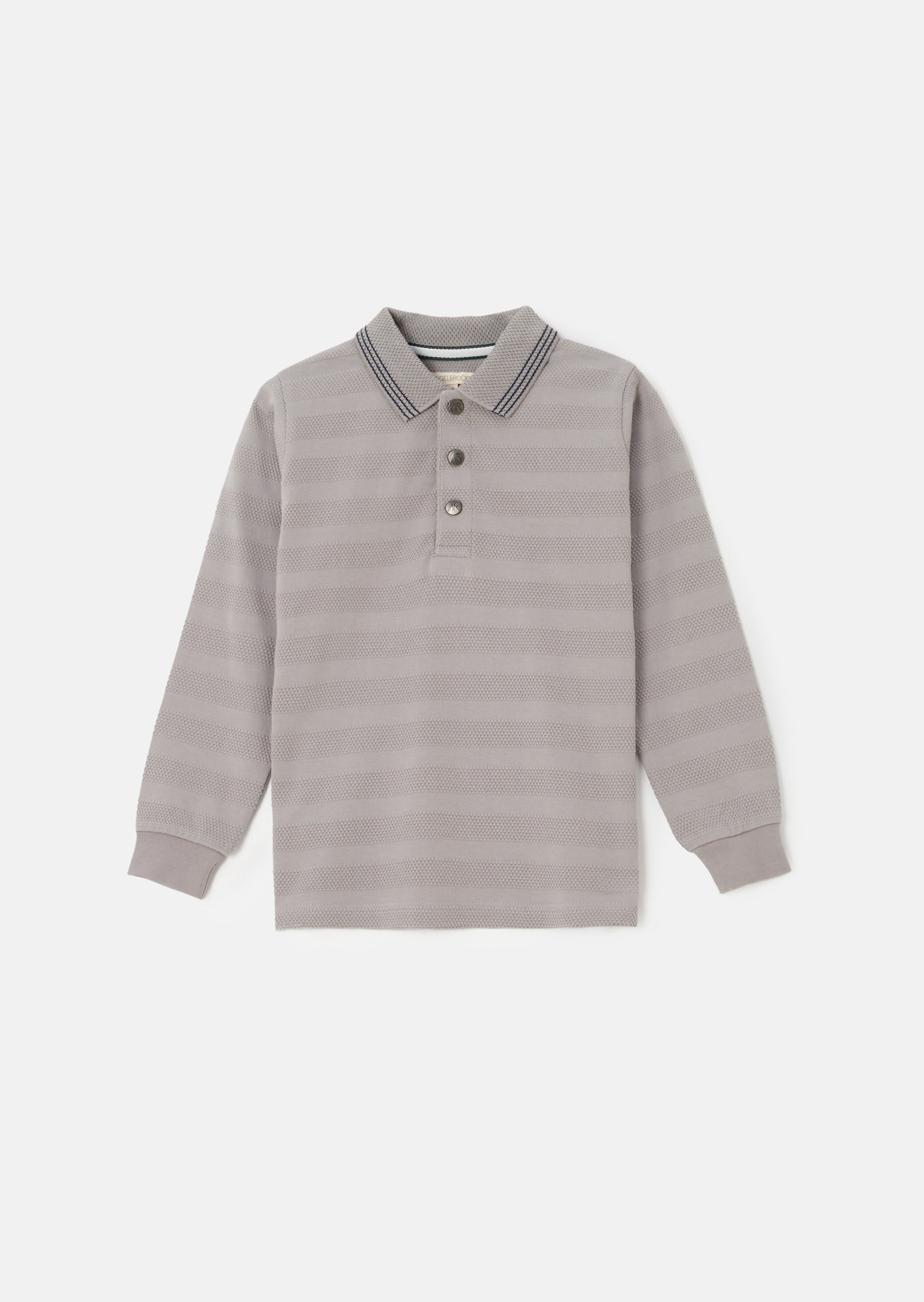 Caleb Grey Textured Stripe Polo