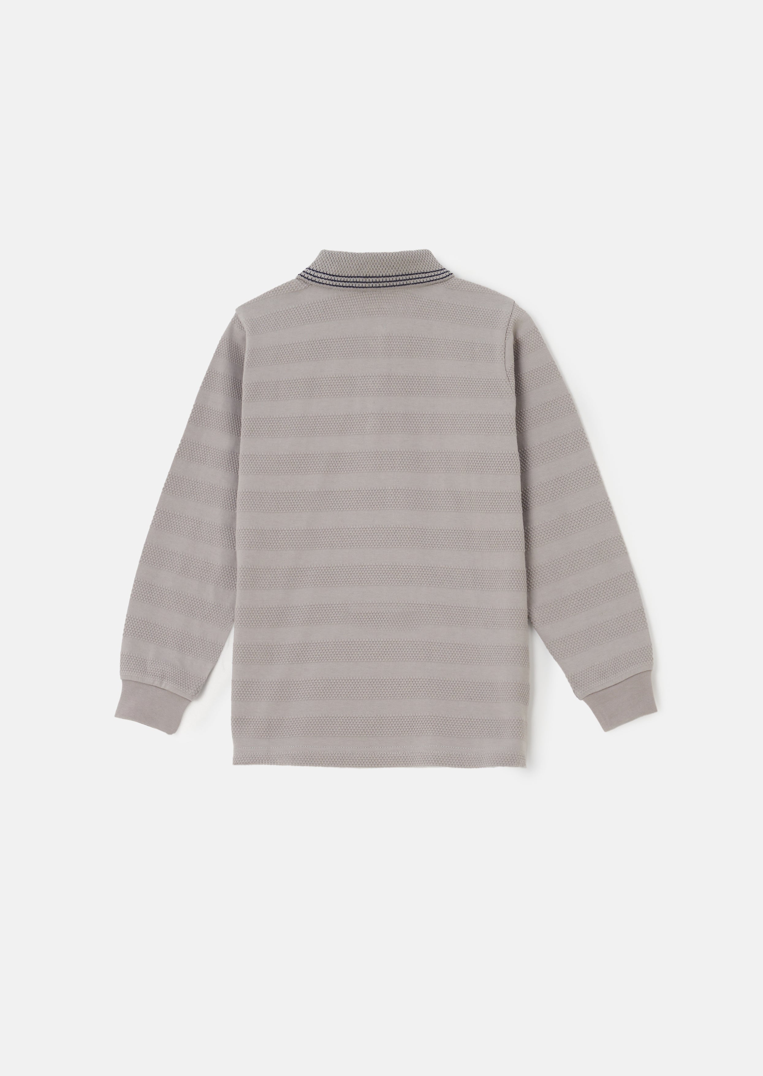 Caleb Grey Textured Stripe Polo