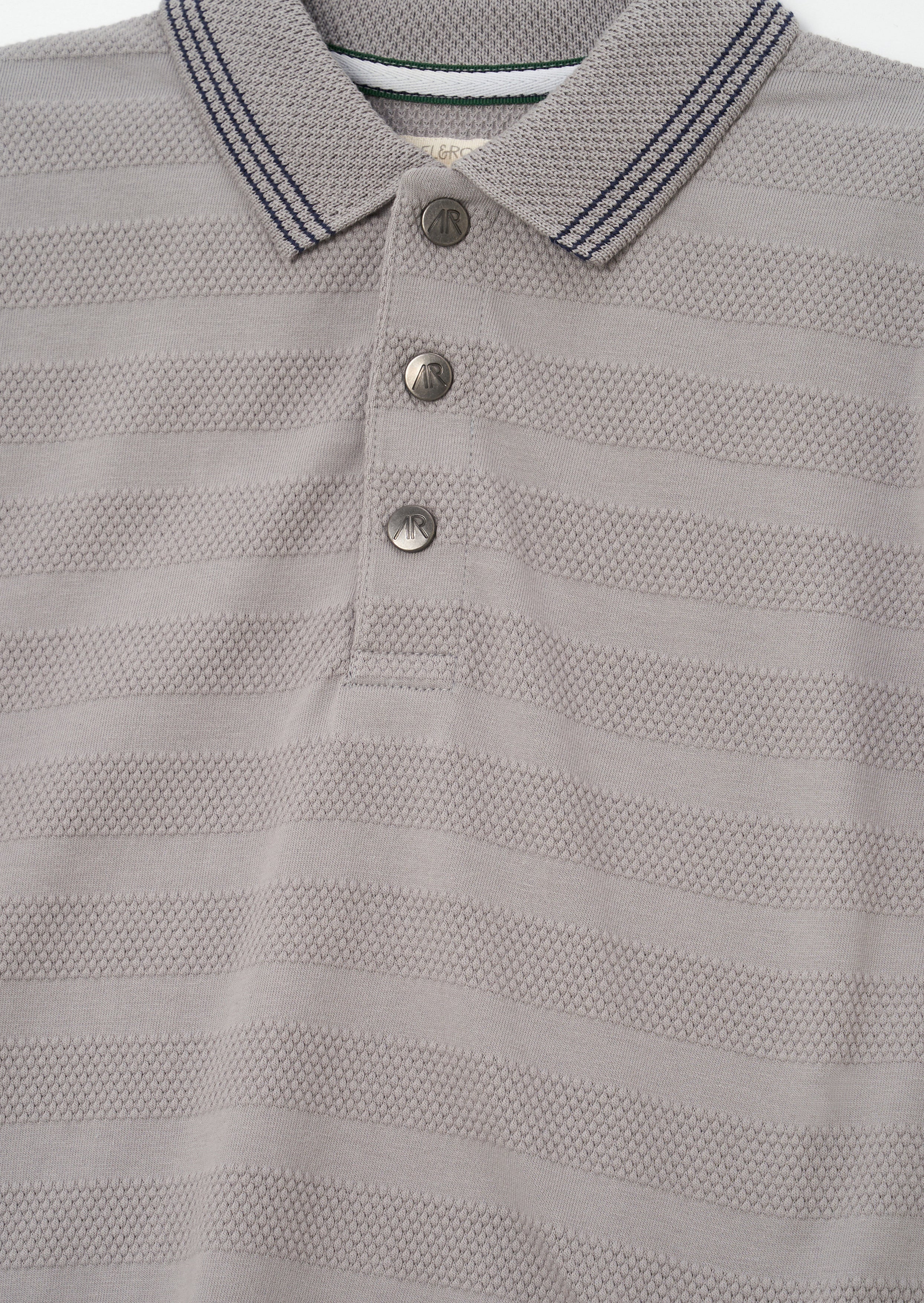 Caleb Grey Textured Stripe Polo