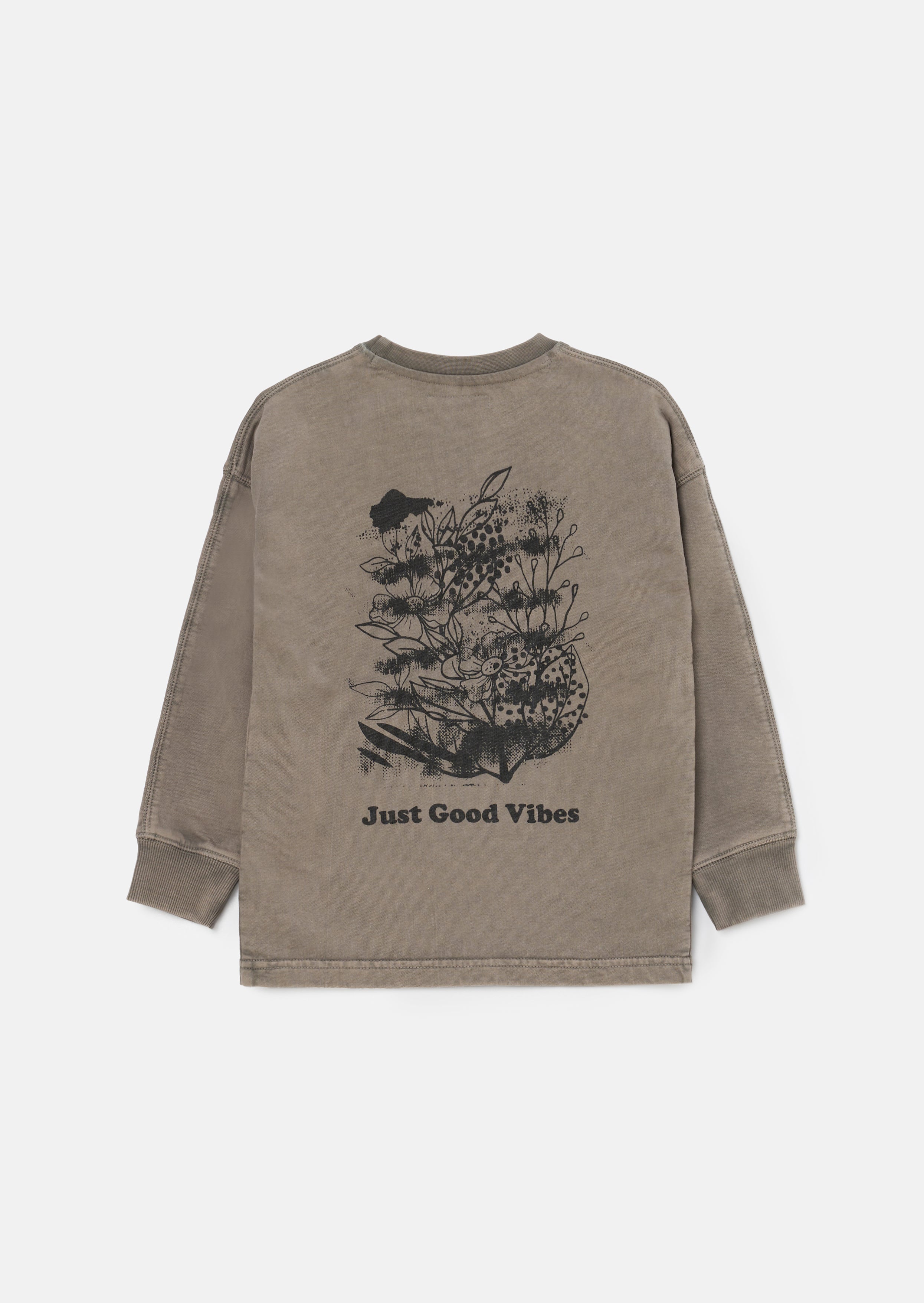 Evan Taupe Long Sleeve Washed Graphic Tee