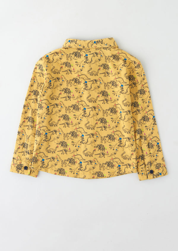Baby Boy Dinosaur Printed Full Sleeve Yellow Shirt