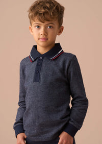 Burty Blue Textured Smart Knitted Polo