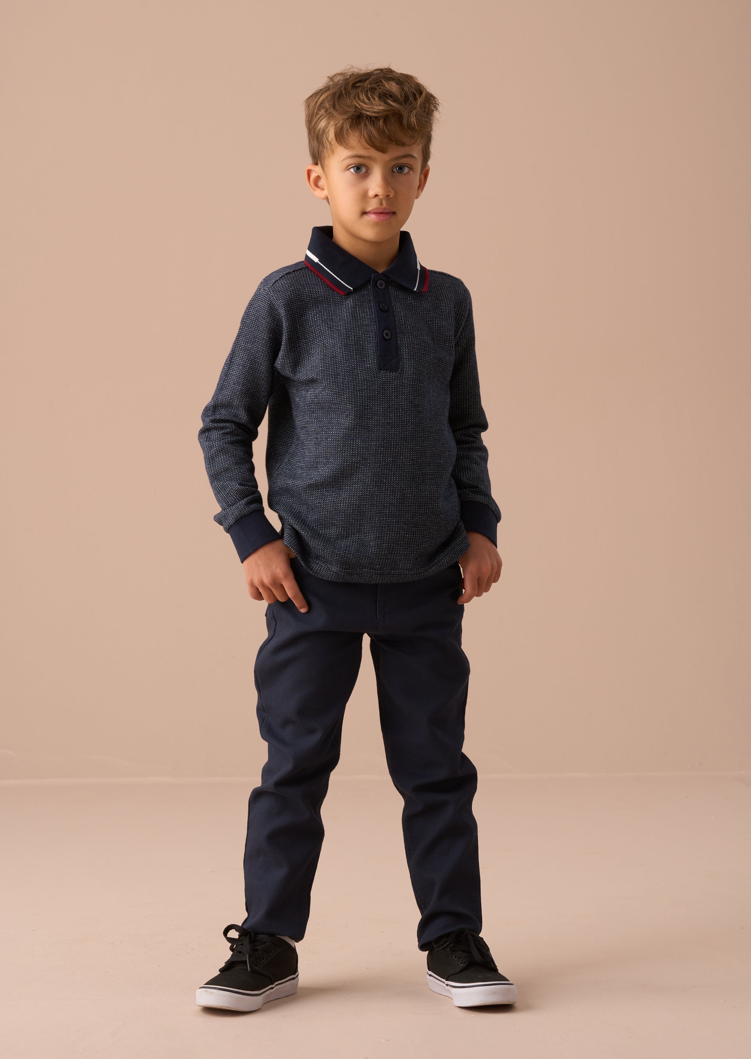 Burty Blue Textured Smart Knitted Polo