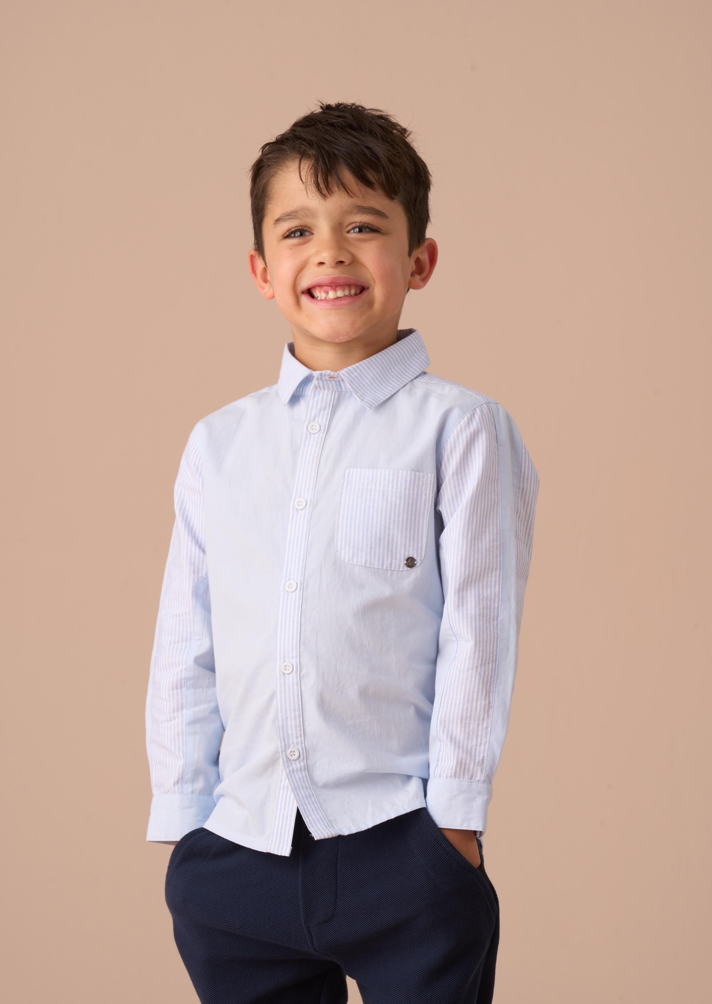 boy Blue Stripe Panel Smart Shirt