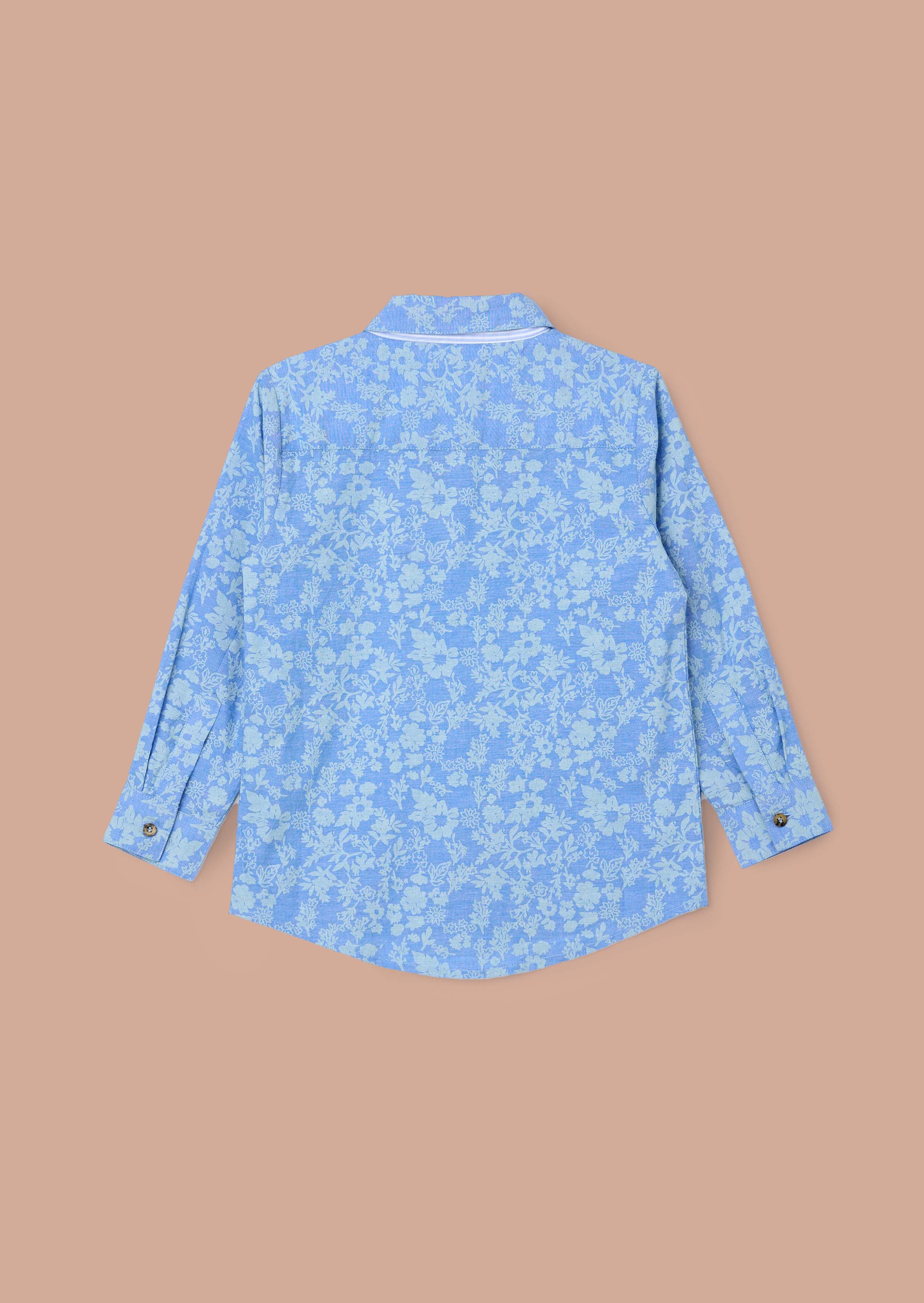 online Blue Chambray Floral Printed Shirt