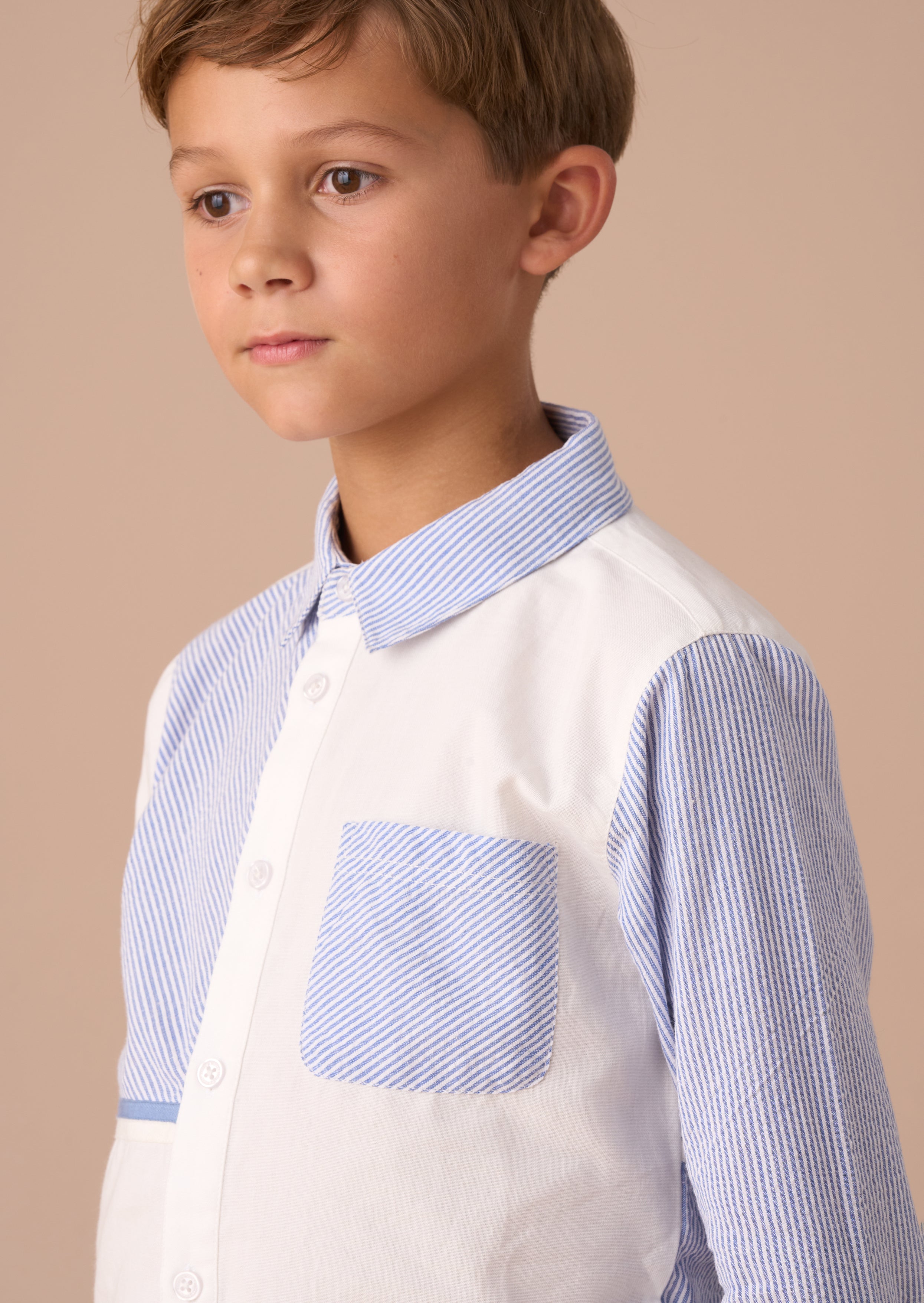 Hank Blue Textured Stripe Block Shirt