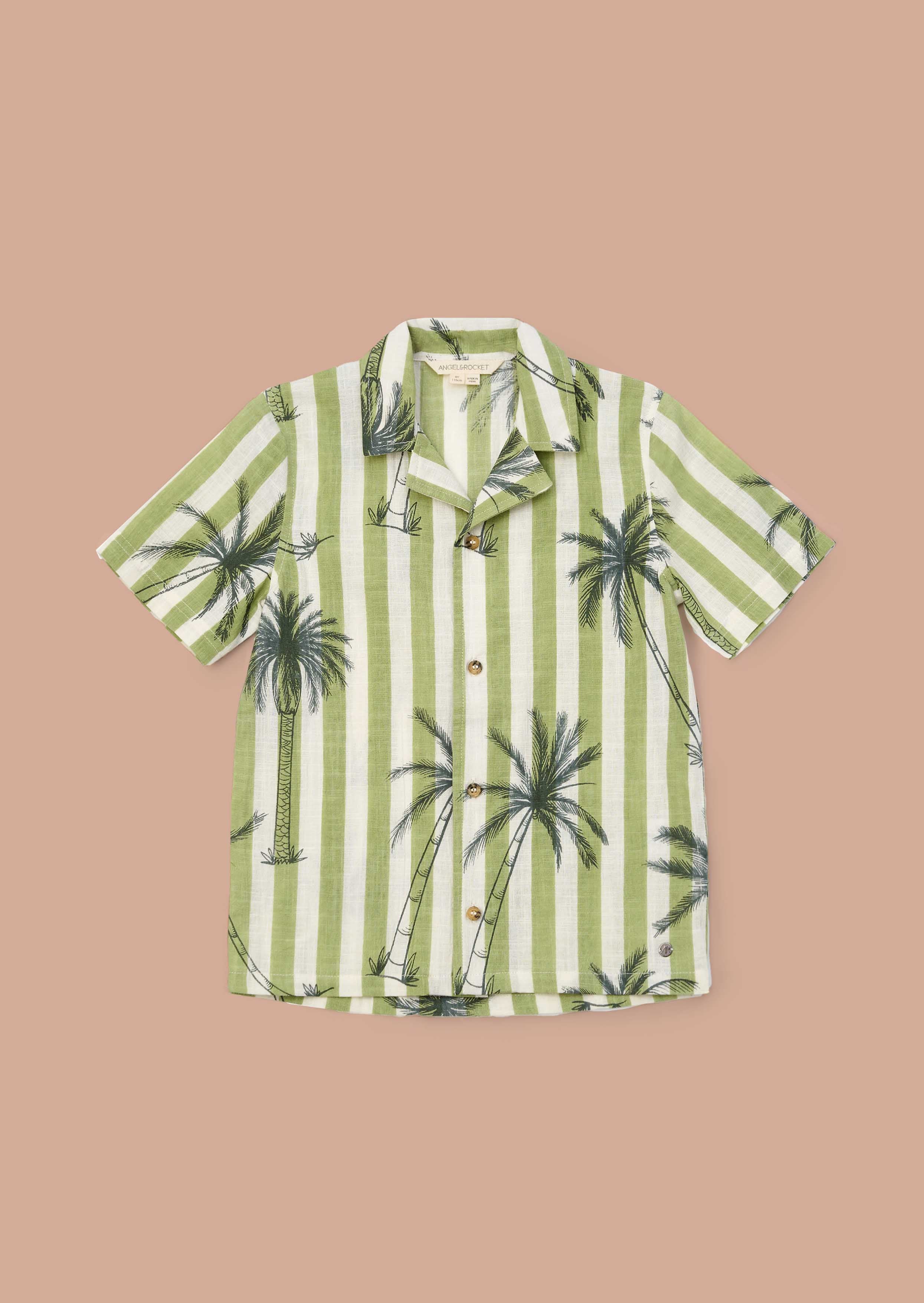 online Green Palm Print Resort Shirt