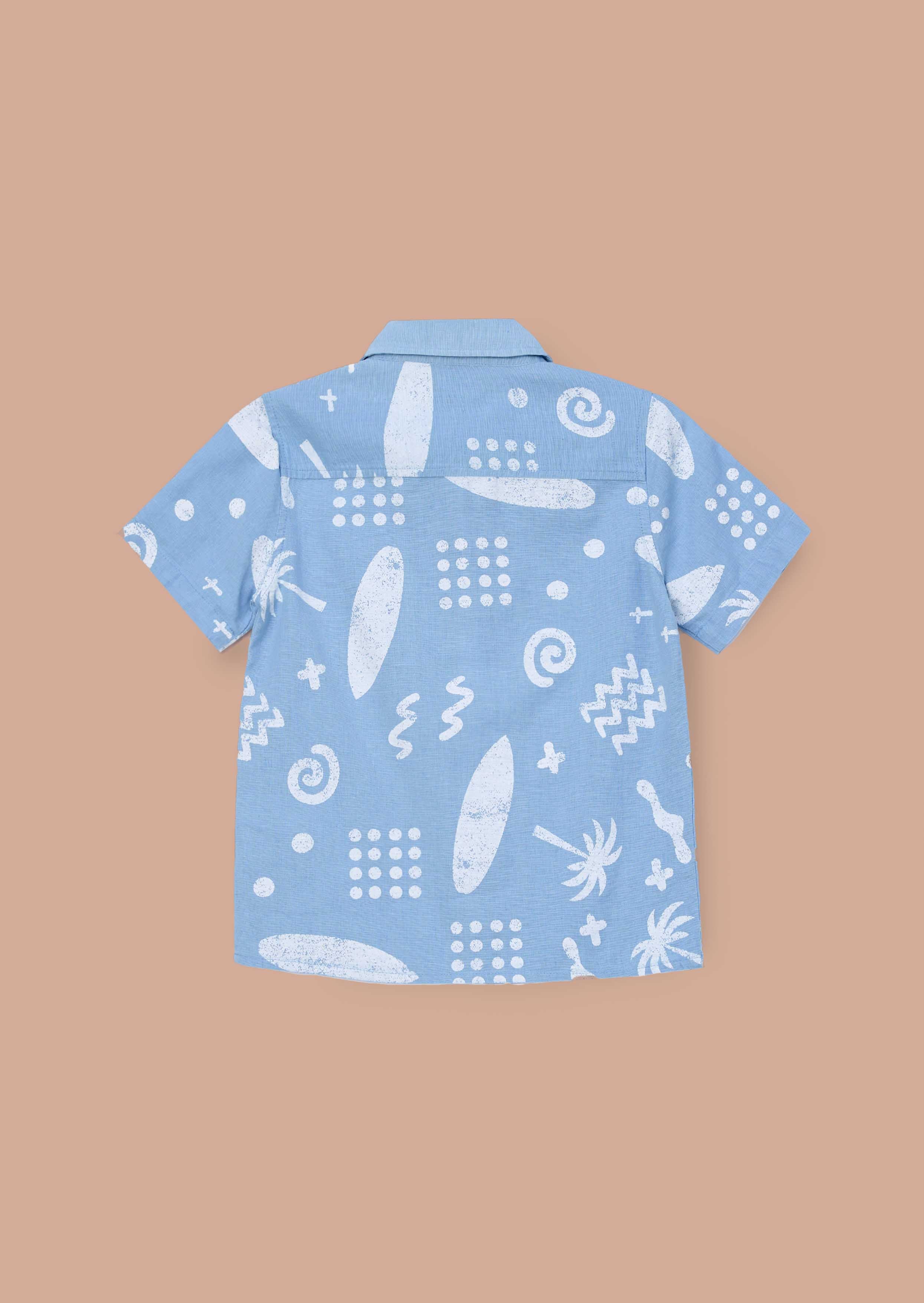 online boy Blue Distresed Printed Holiday Shirt