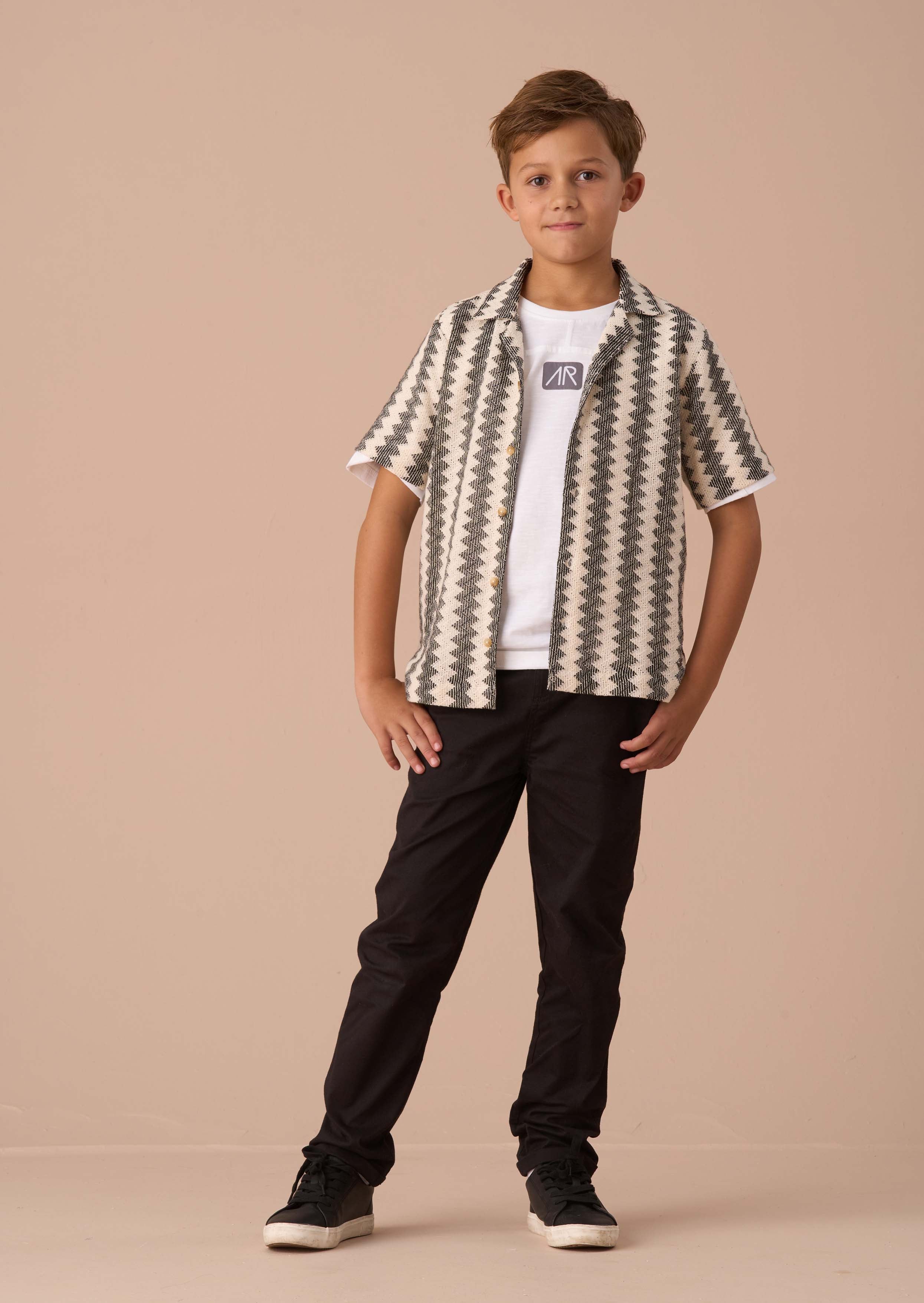 online boys Black Stripe Knitted Shirt