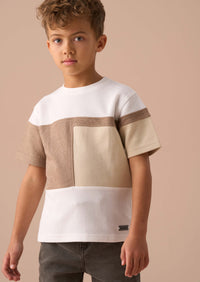 Callum Cream Textured Block T Shirt