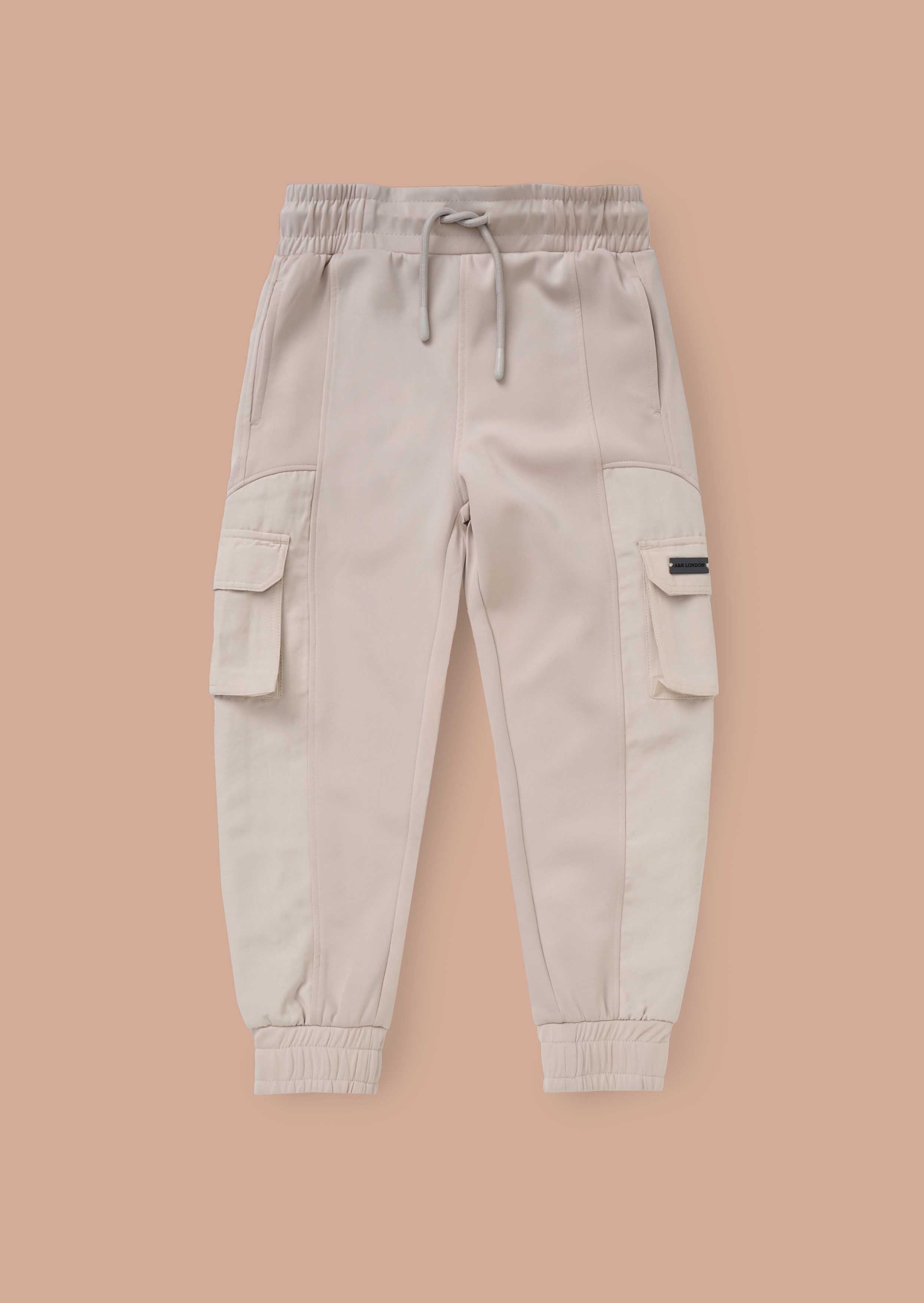 Frank Cream Panelled Mix Fabric Joggers - Cream