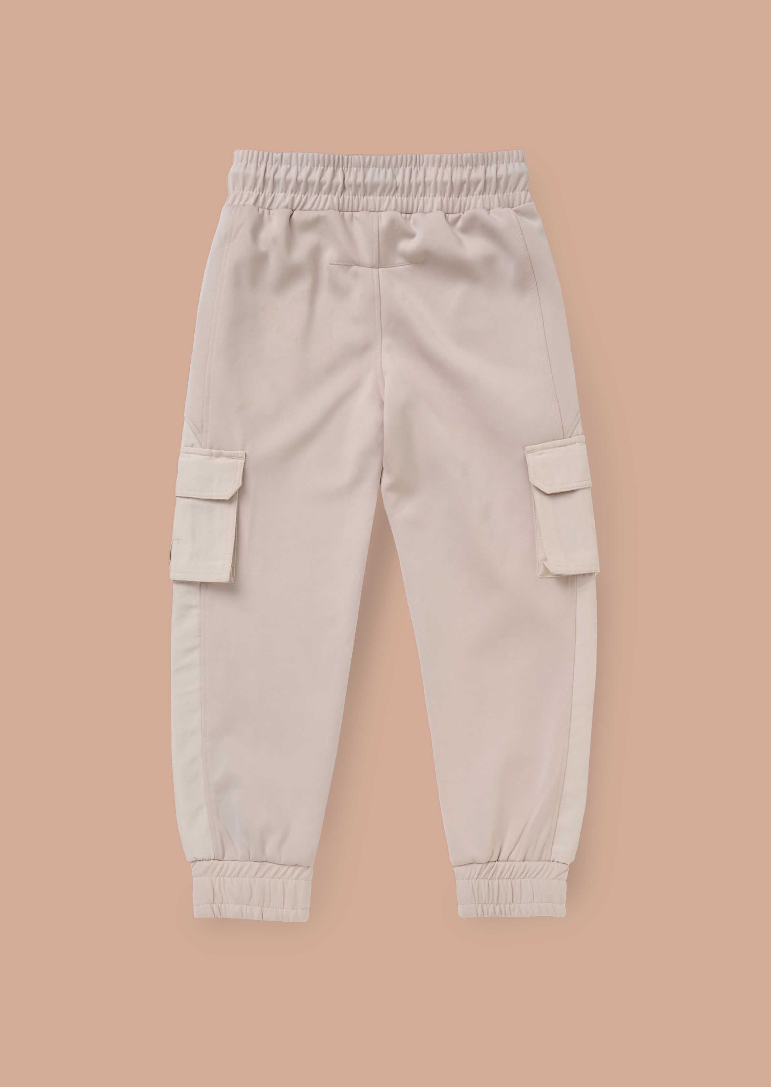 Frank Cream Panelled Mix Fabric Joggers - Cream