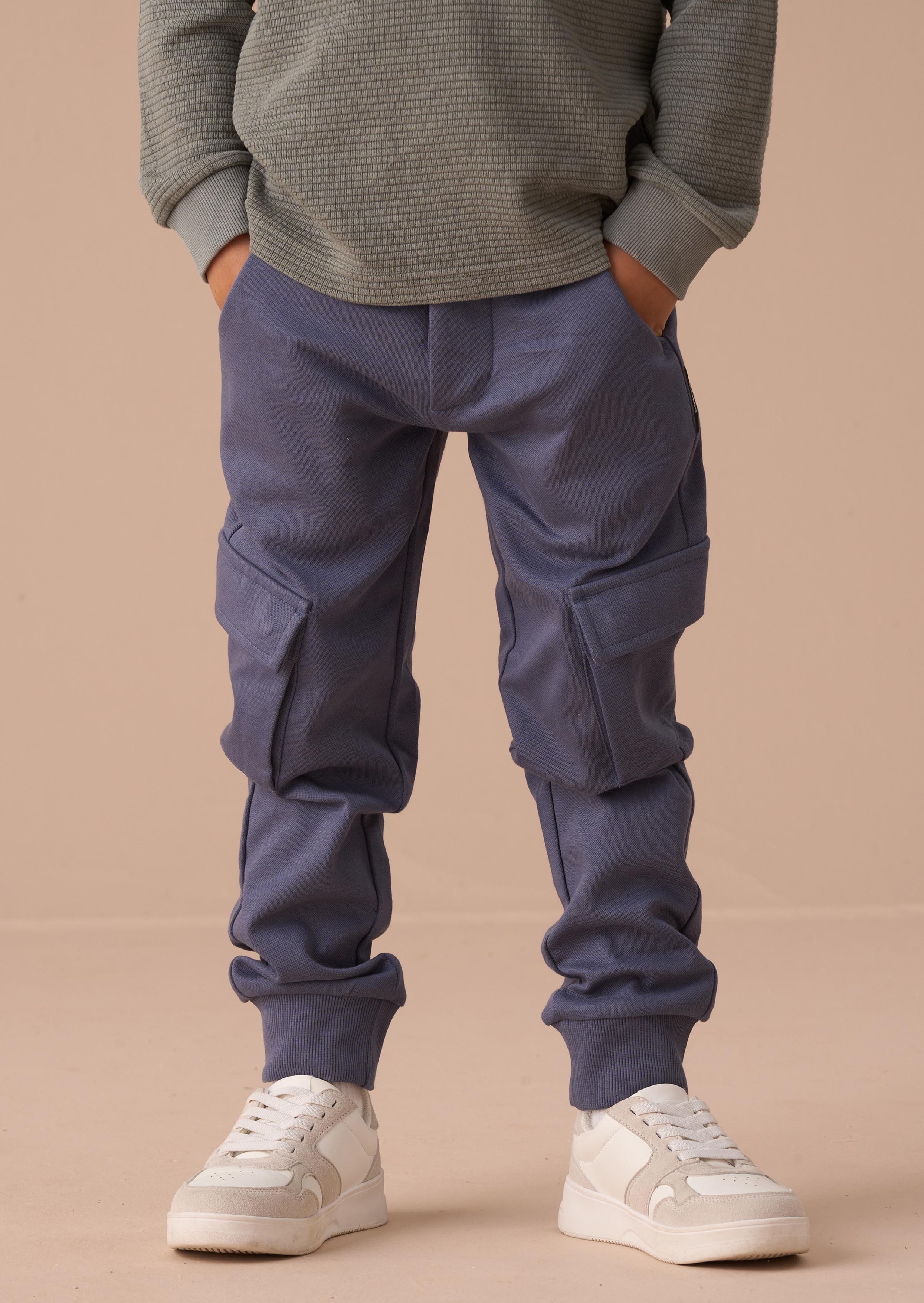 boy blue smart cargo trousers