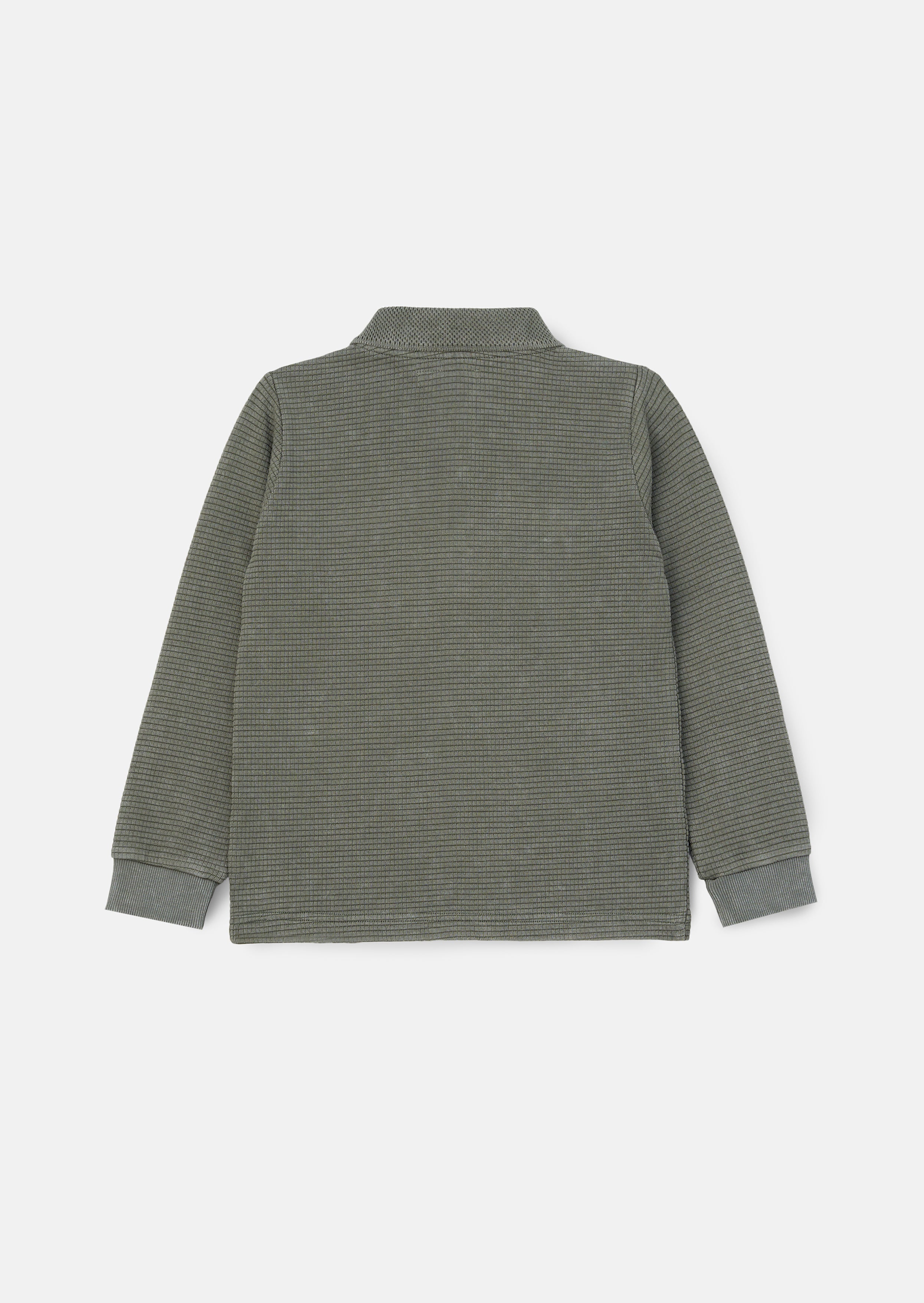 Finn Green Textured Long Sleeve Polo