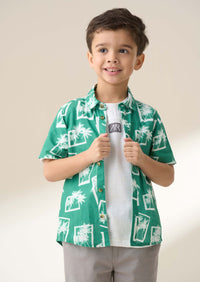 Jamie Palm Print Resort Green Shirt