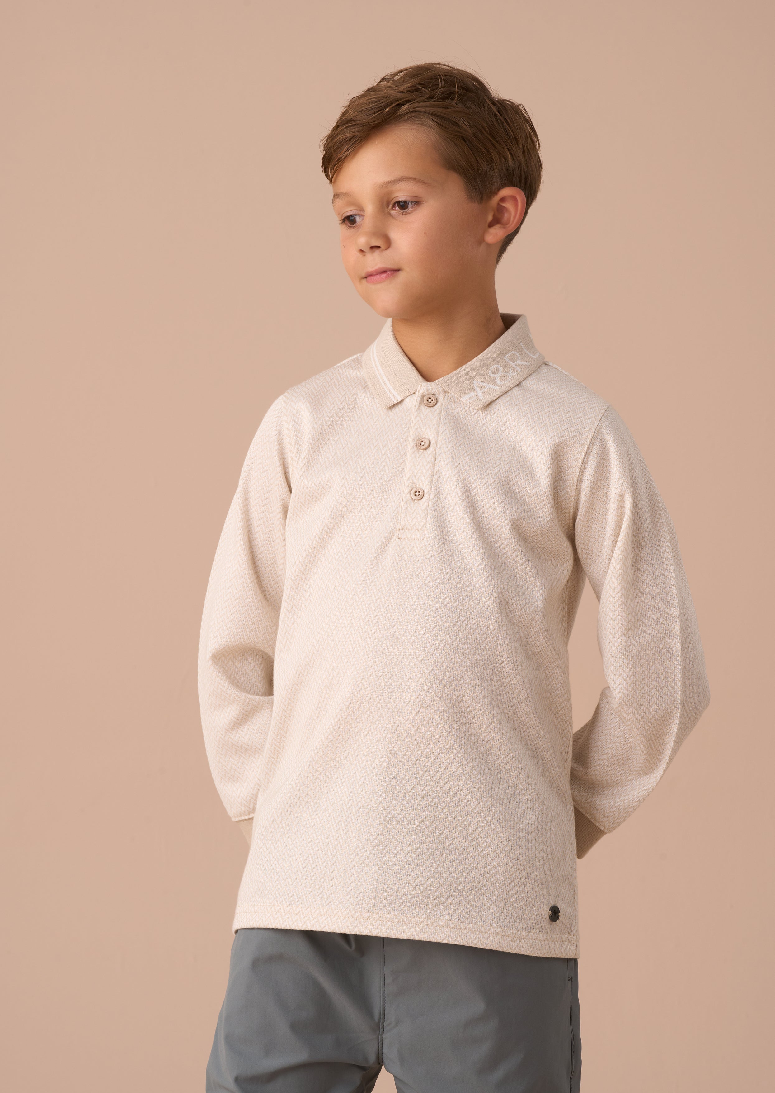 Finn Cream Smart Long Sleeve Polo