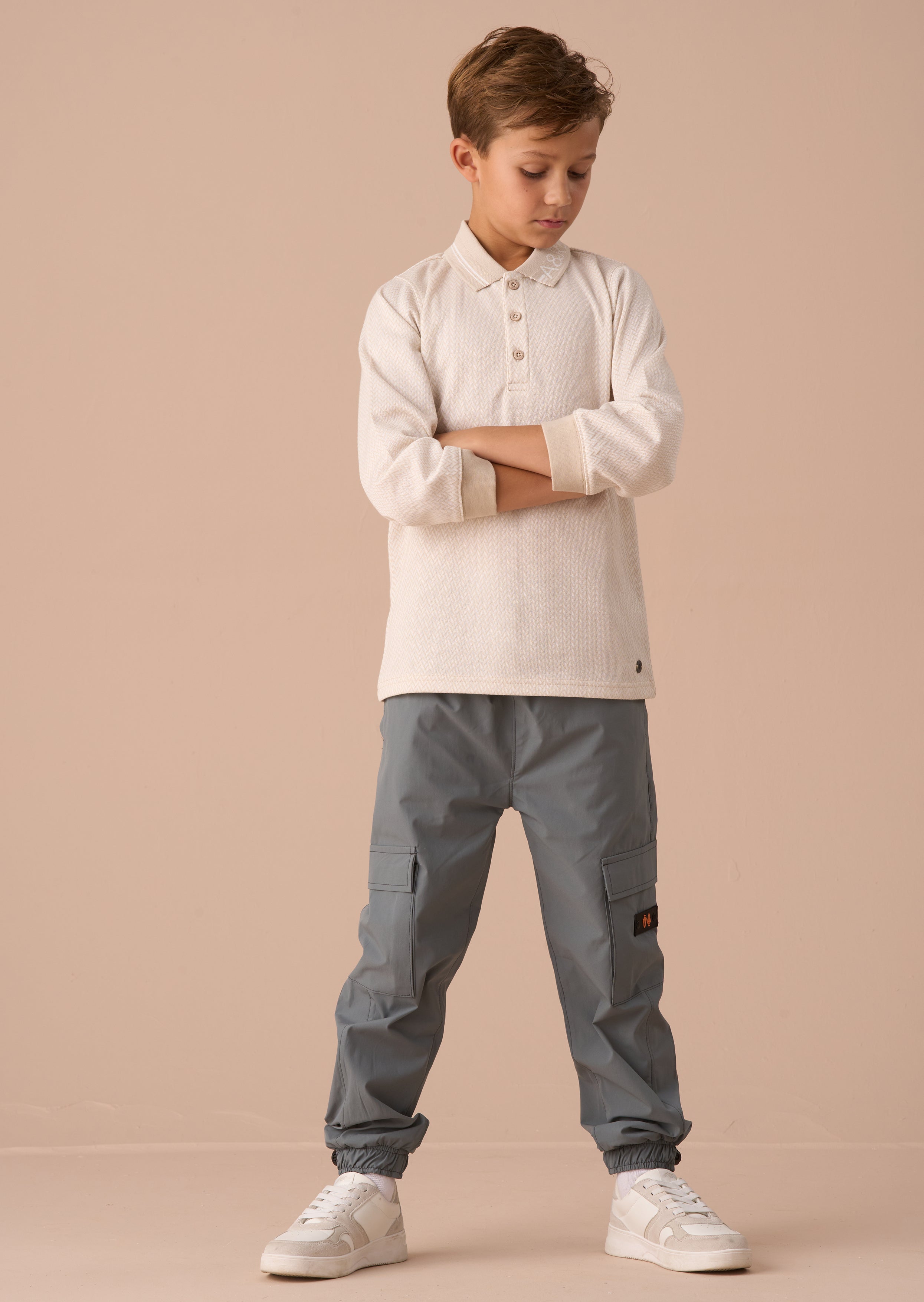 Finn Cream Smart Long Sleeve Polo