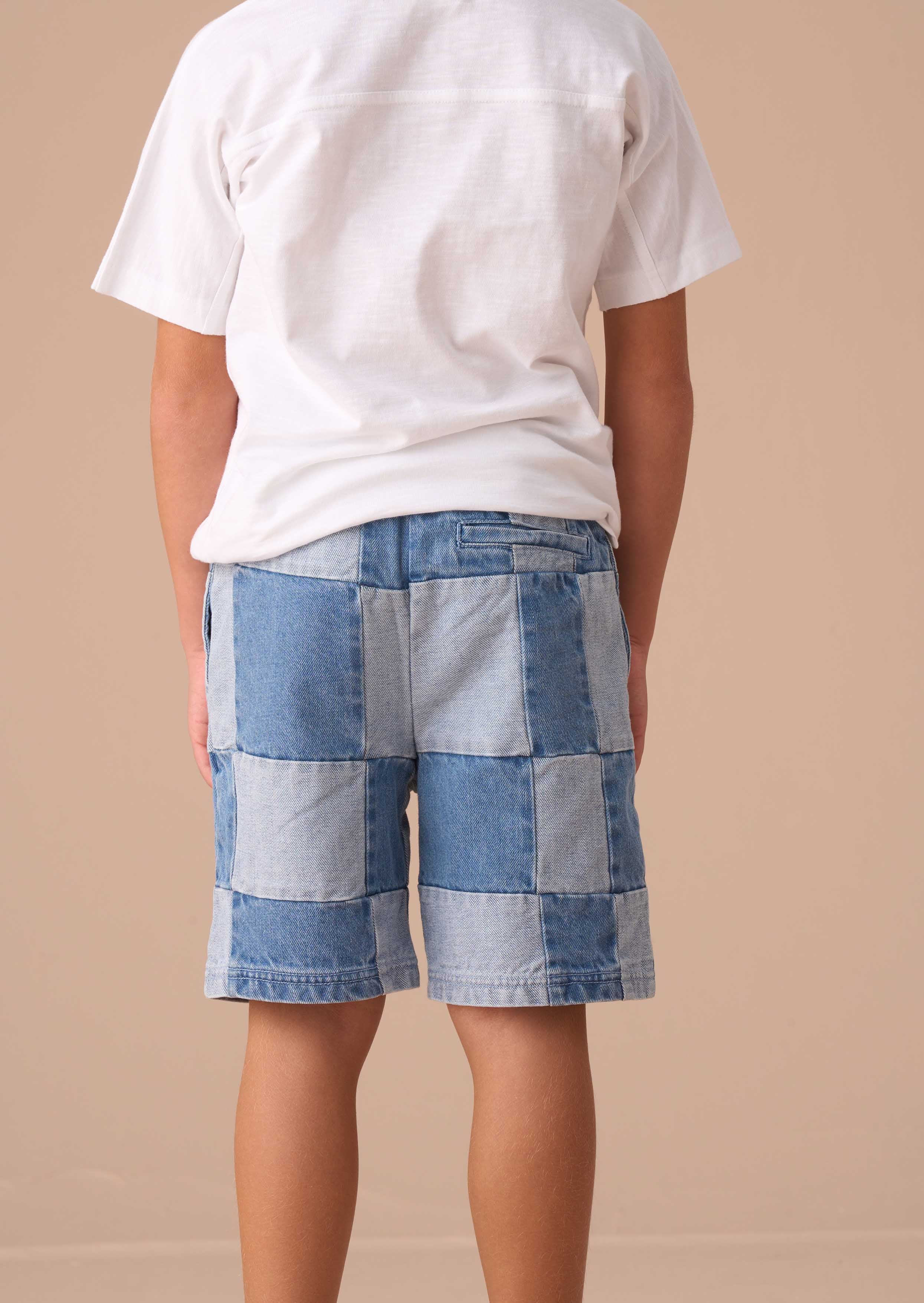 kids boy Blue Patch Work Shorts