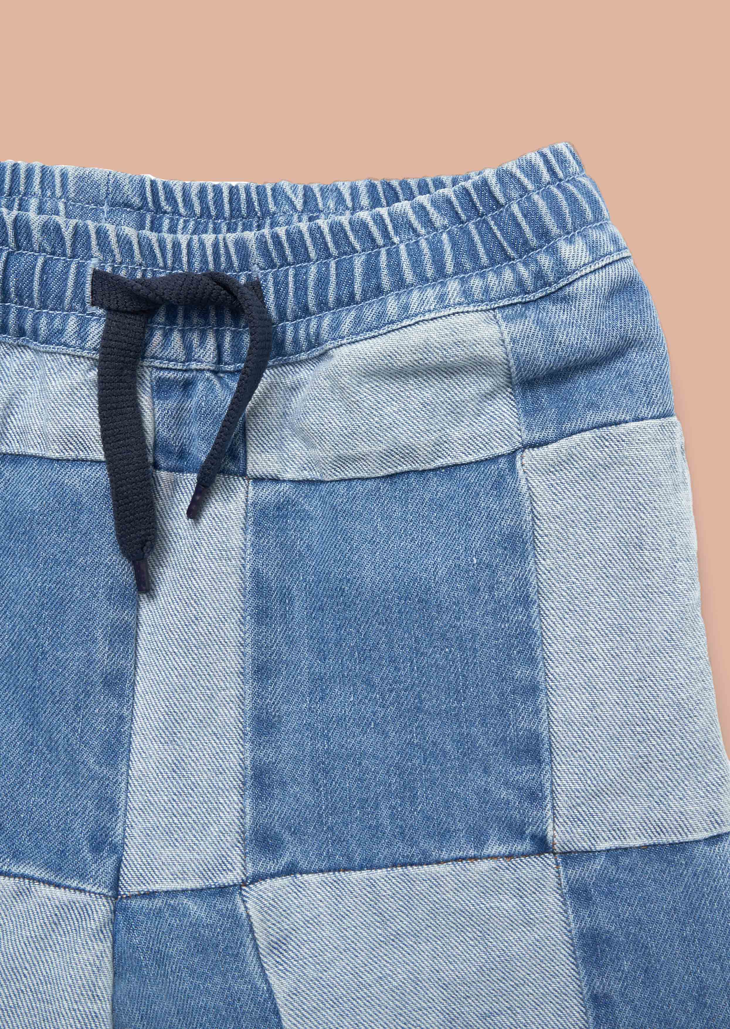 Blue Patch Work Shorts