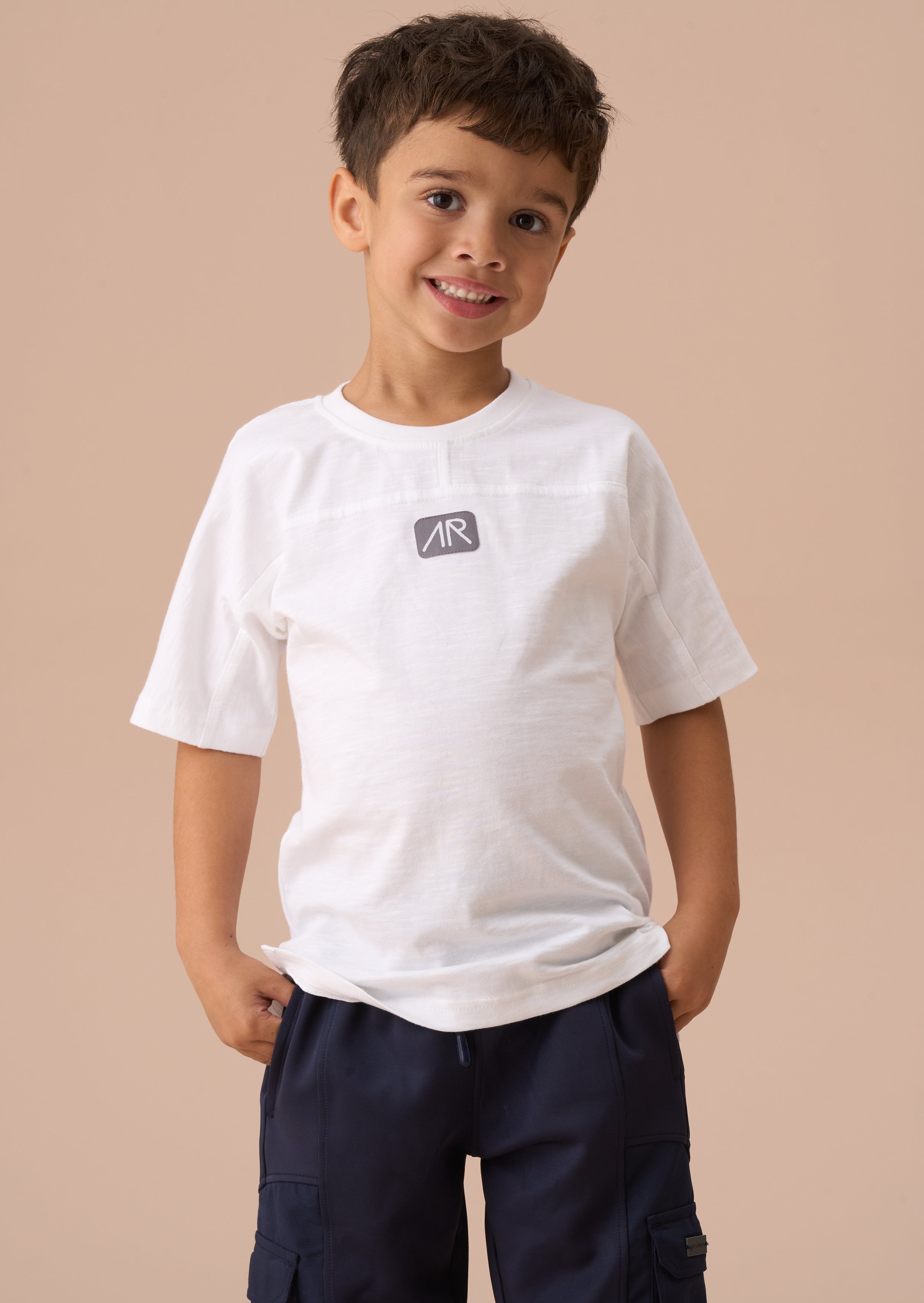 Evan White Panelled T Shirt