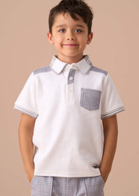 Kane White Colour Block Polo