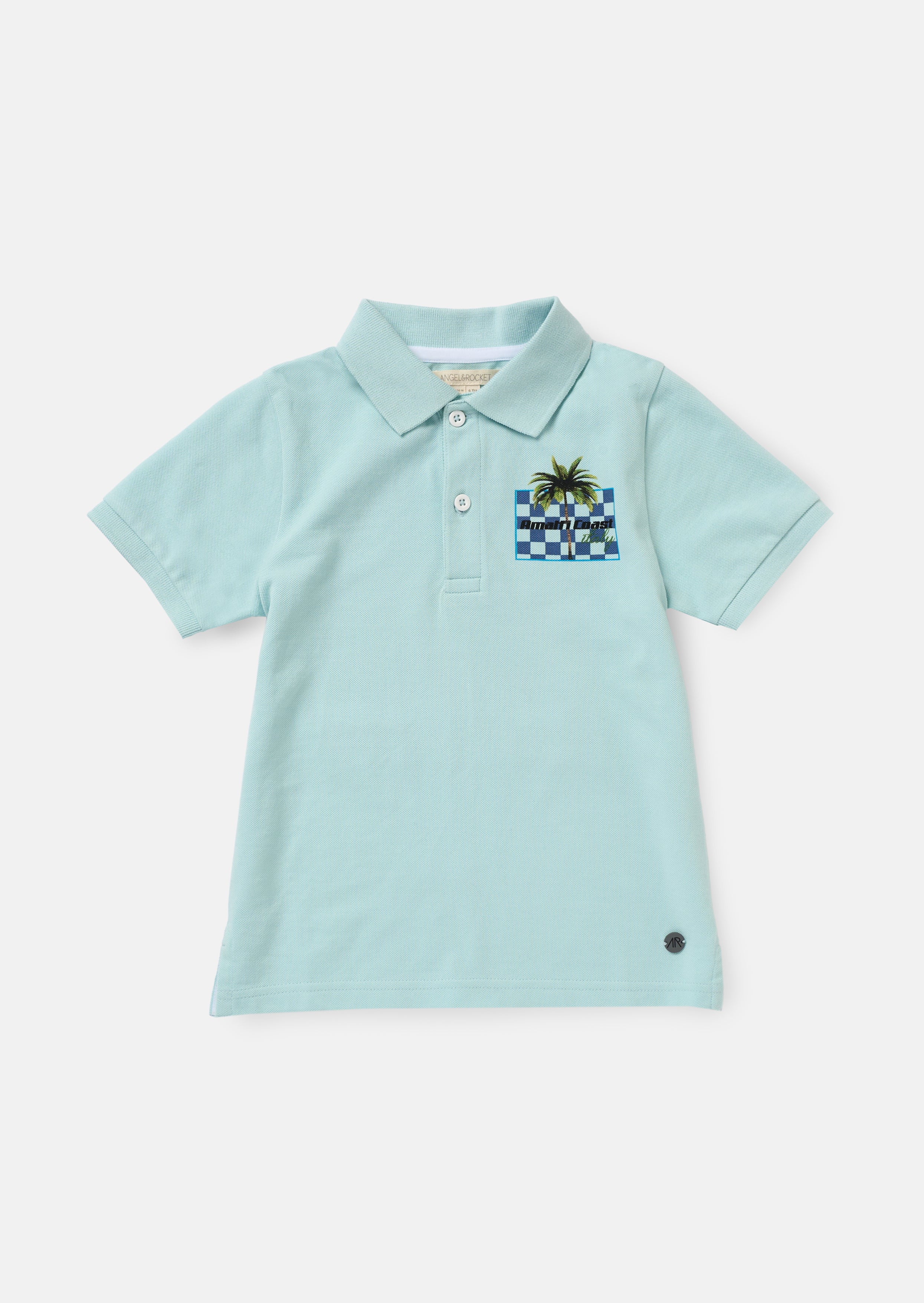 Arlo Blue Jersey Pique Back Print Polo Blue