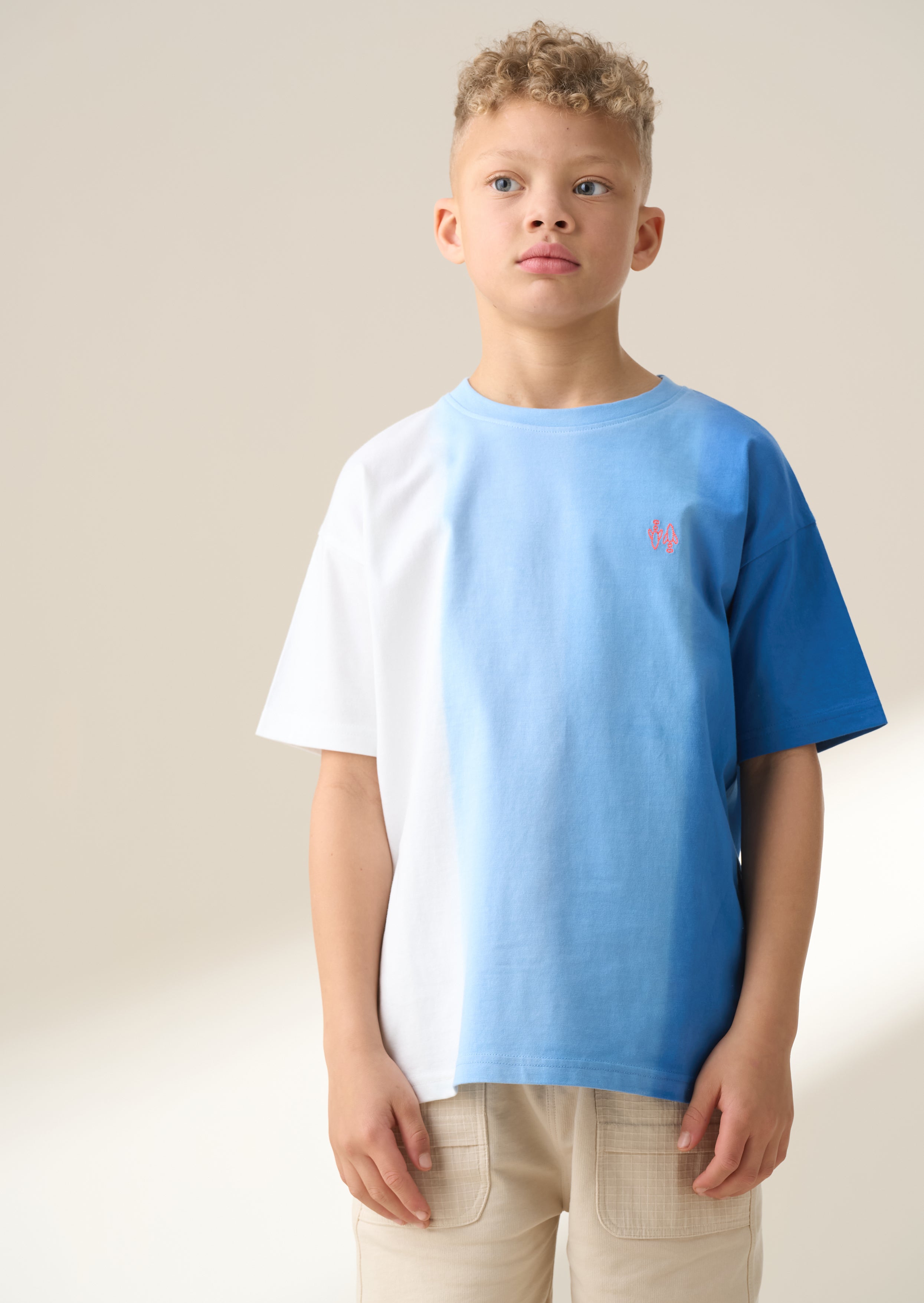 Brad Blue Ombre Washed T Shirt Blue