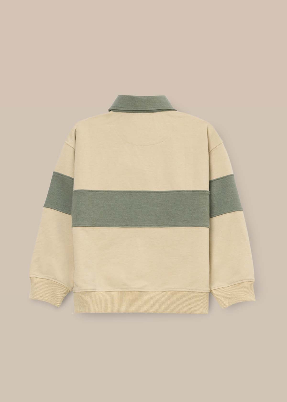 Issac Button Neck Colour Block Sweatshirt