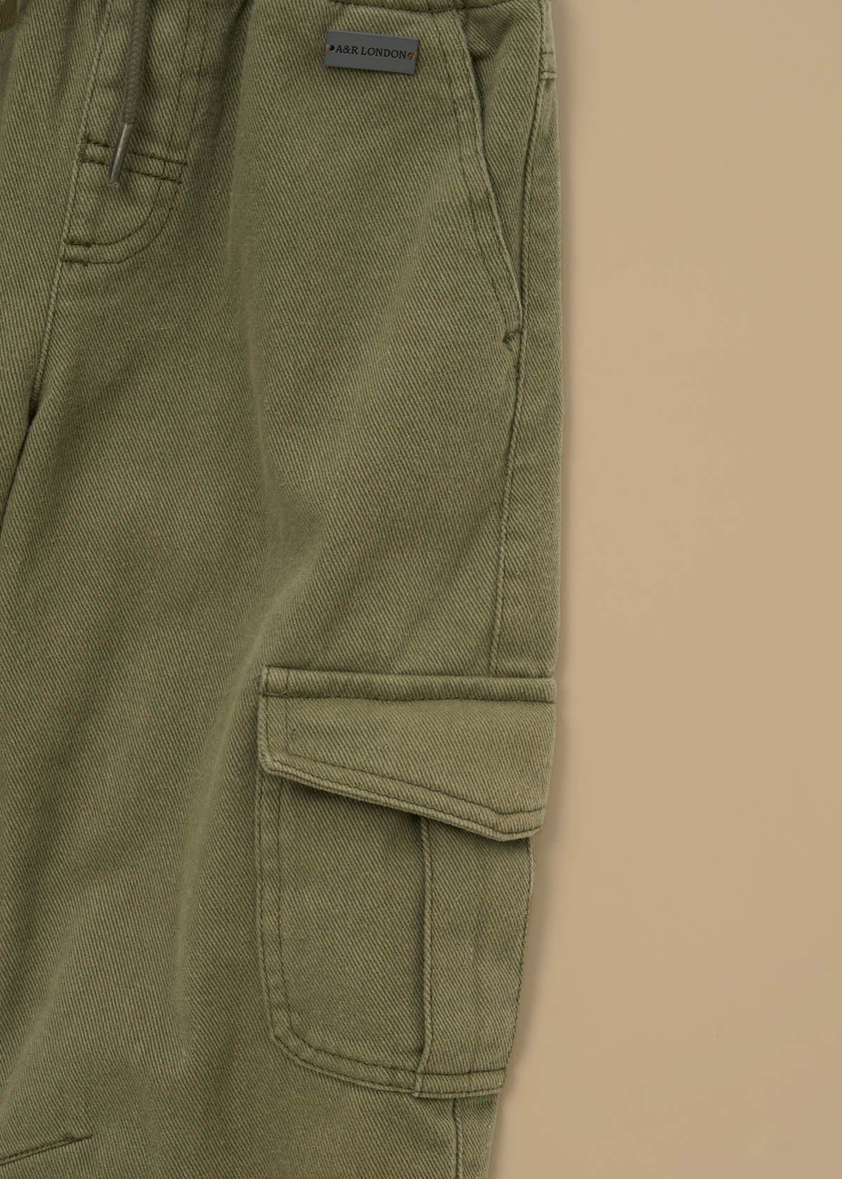 denim Boys Heavy Twill Cargo Trousers Green