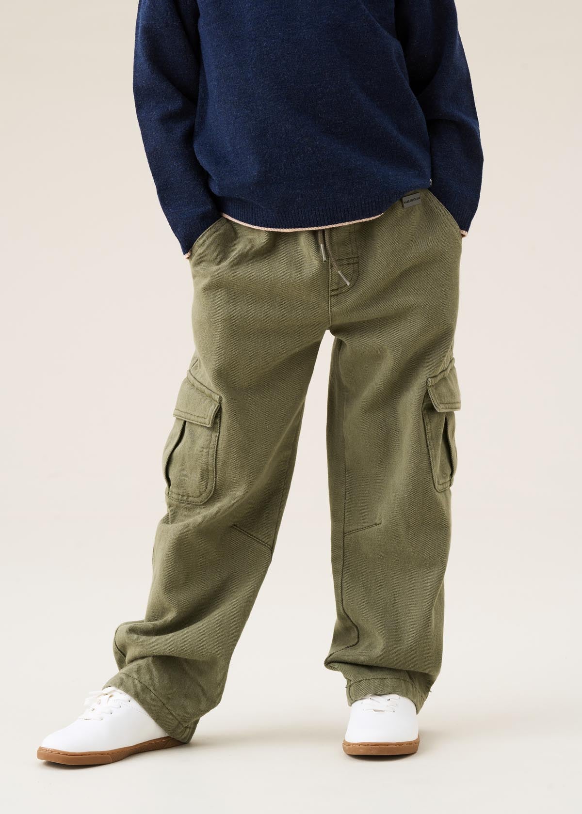Boys Heavy Twill Cargo Trousers Green