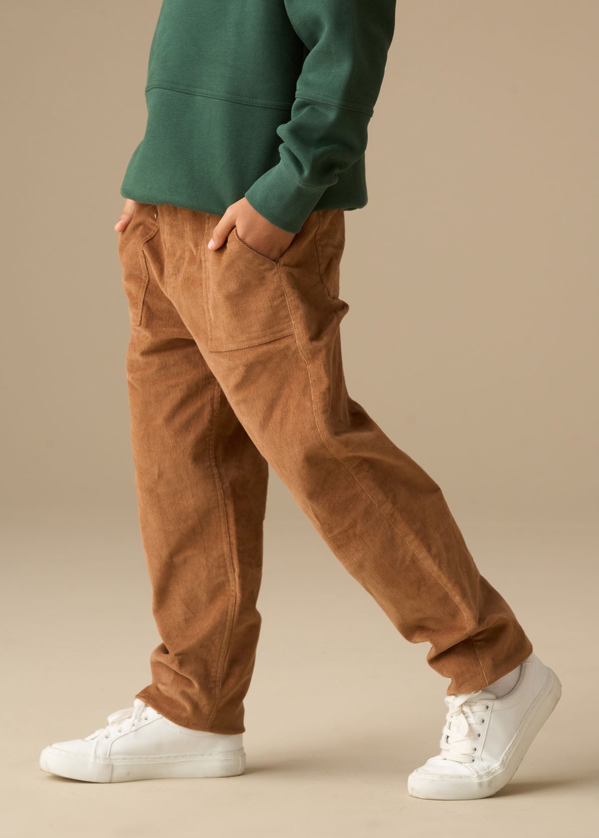 Boys Brown Solid Trousers