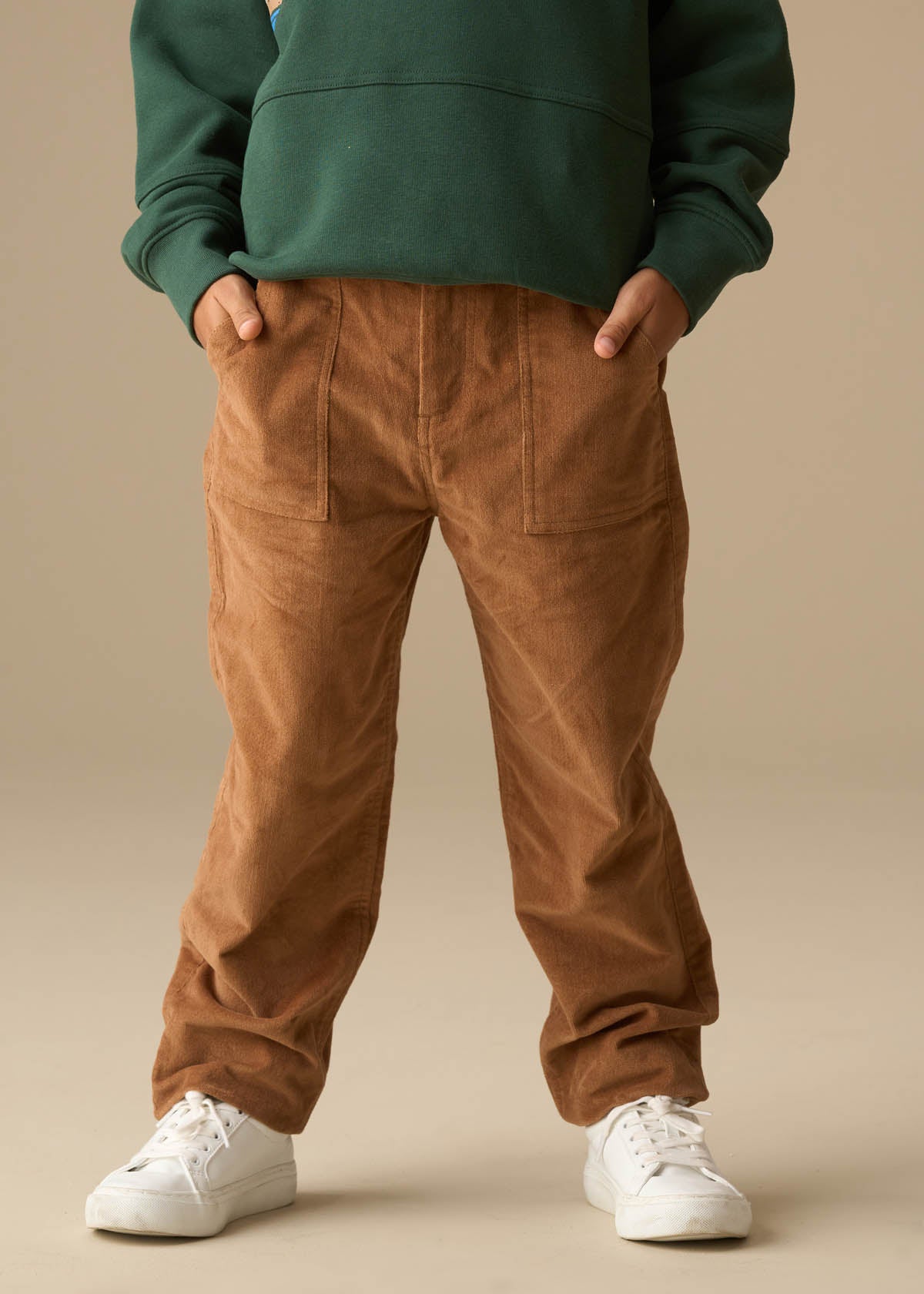 Boys Brown Solid Trousers