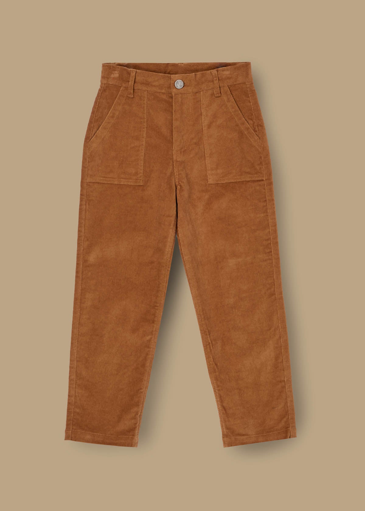 Boys Brown Solid Trousers