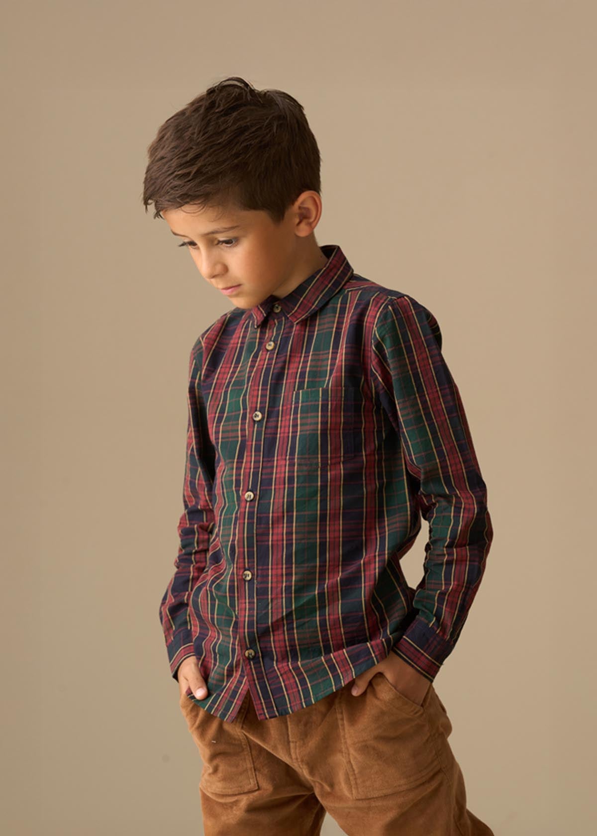 Boys Green Checked Shirts