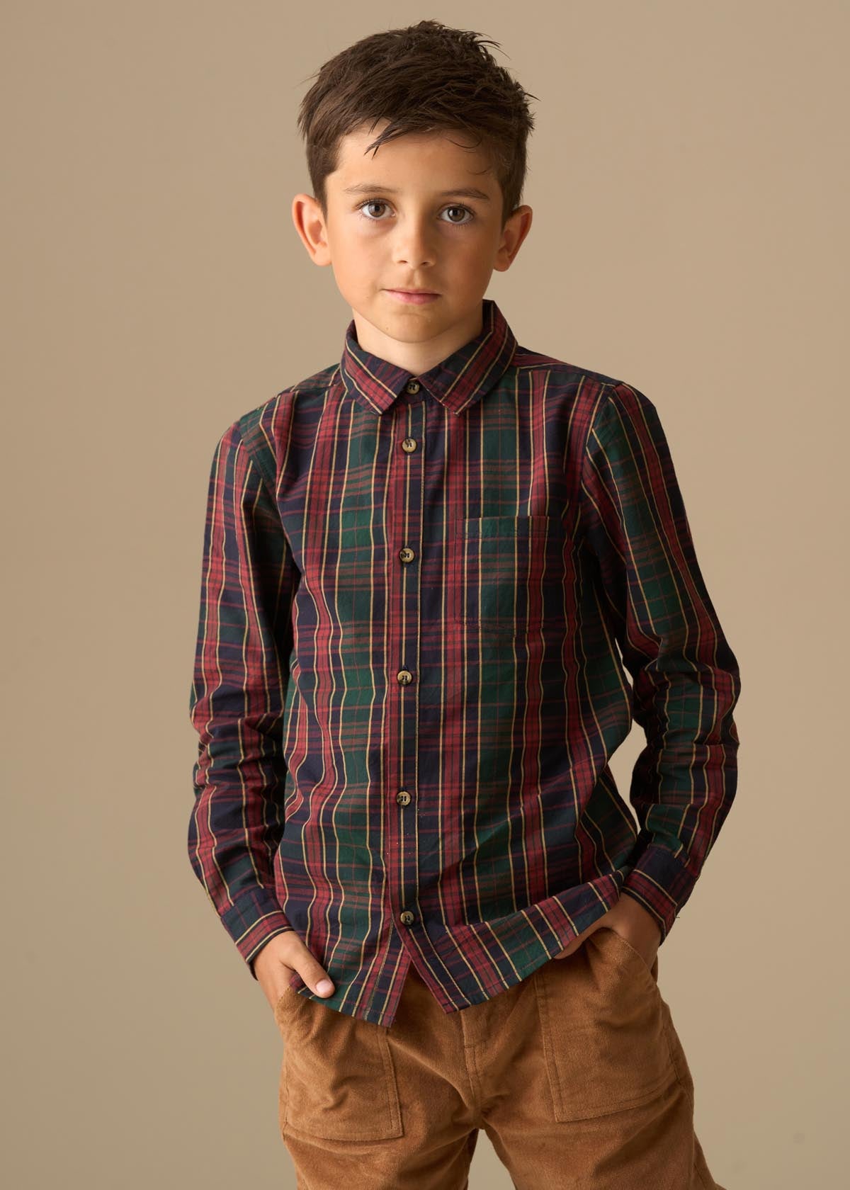 Boys Green Checked Shirts