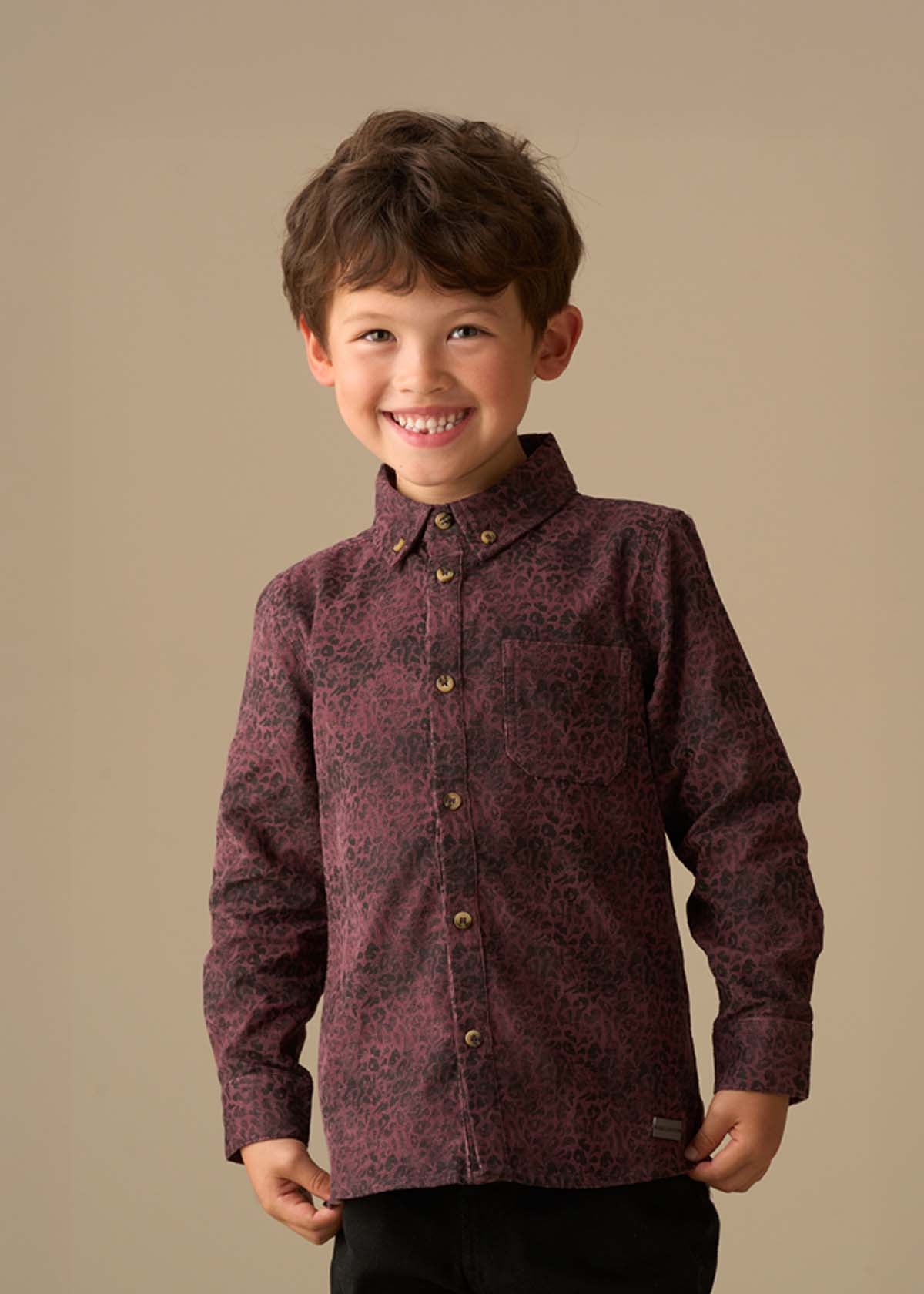 Boys Purple Jacquard Shirts