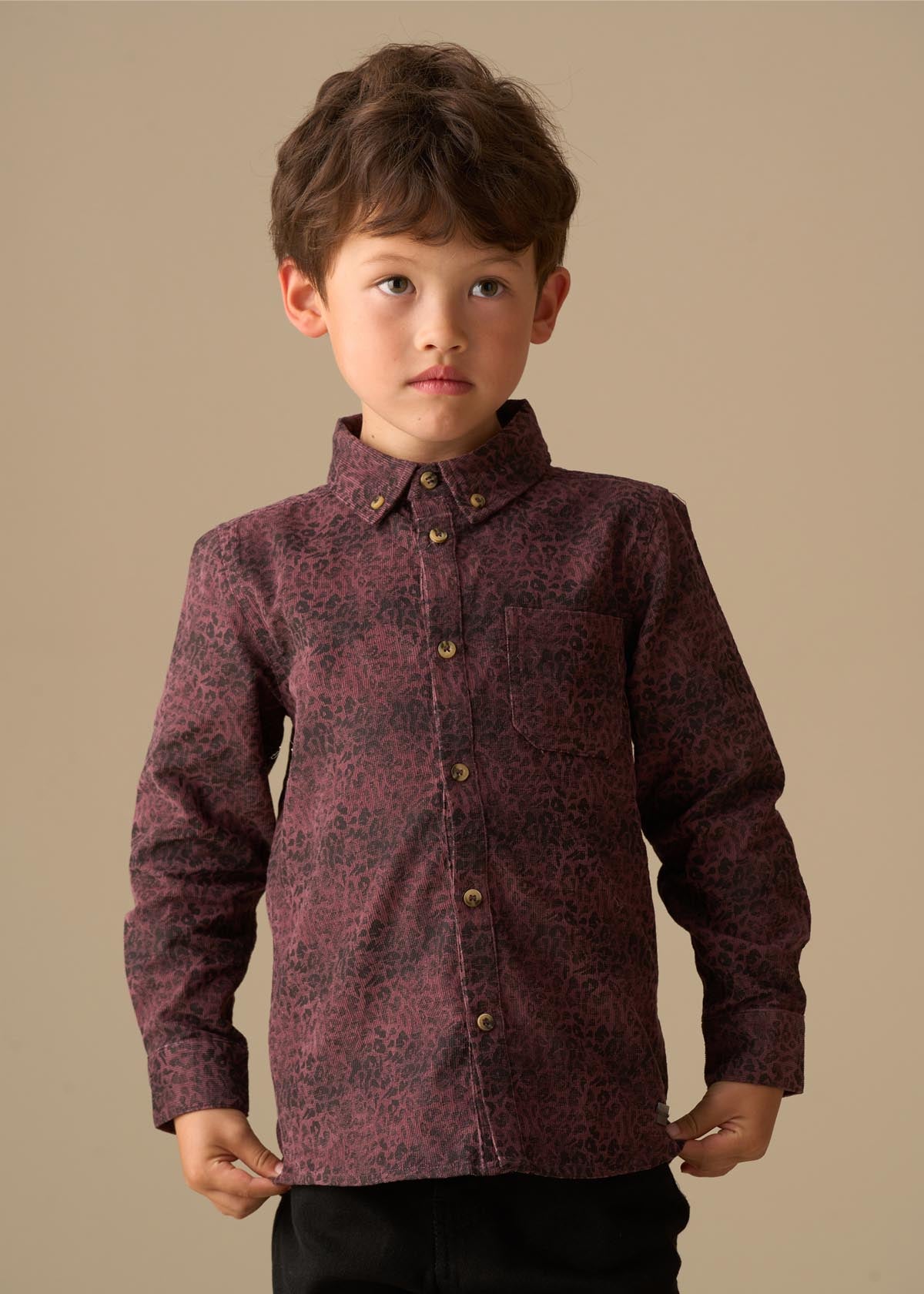 Boys Purple Jacquard Shirts