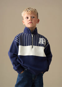 Griffin Zip Neck Cut And Sew Sweatshirt