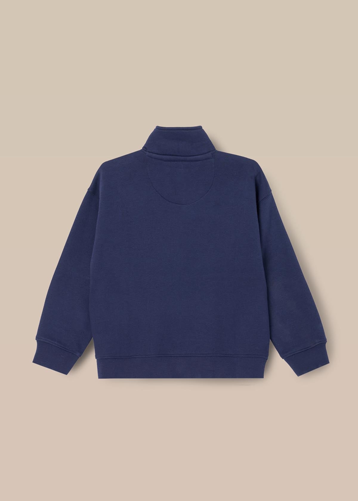 Griffin Zip Neck Cut And Sew Sweatshirt - Navy